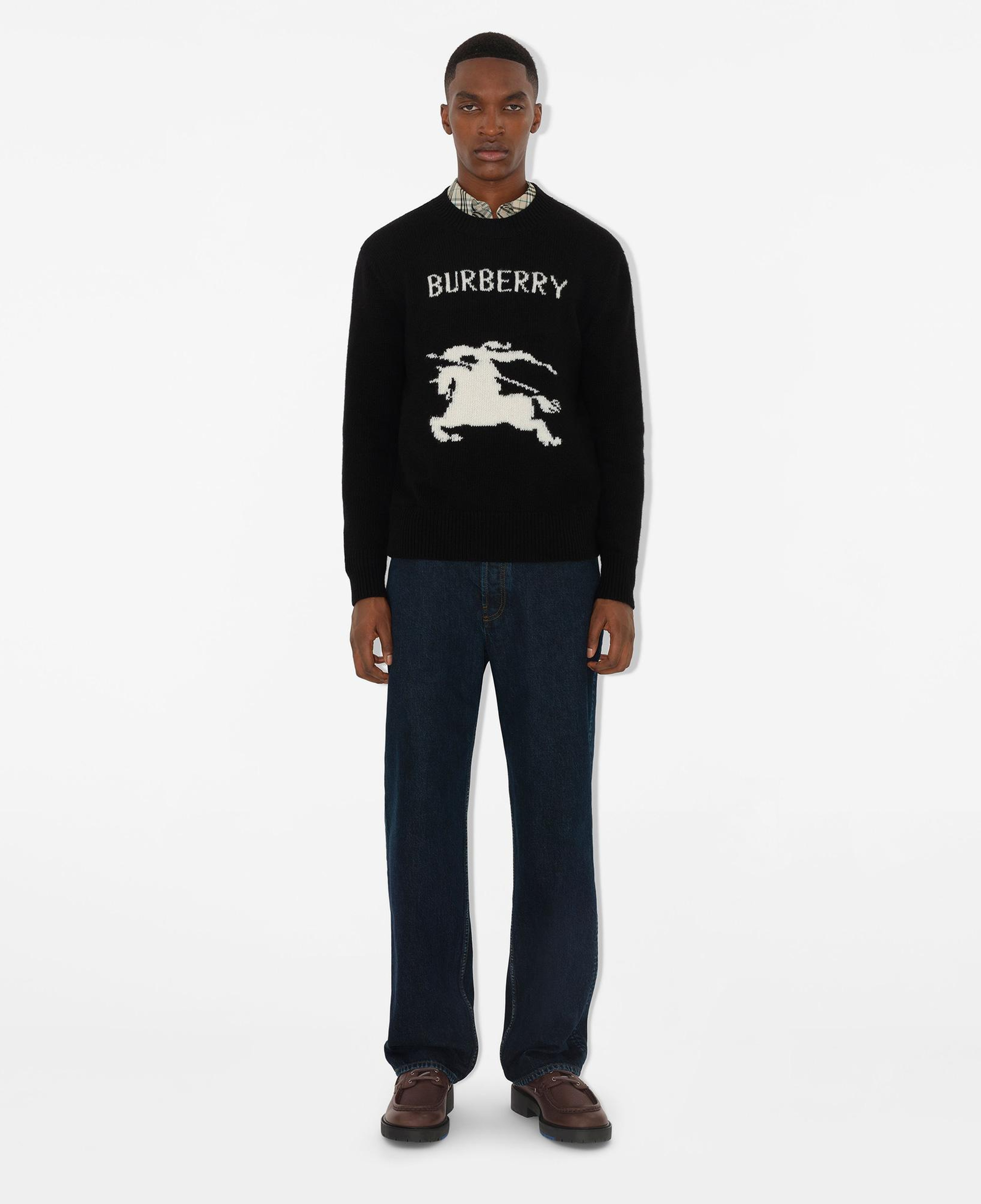 Burberry Pai Wool Cashmere Erkek Siyah Kazak