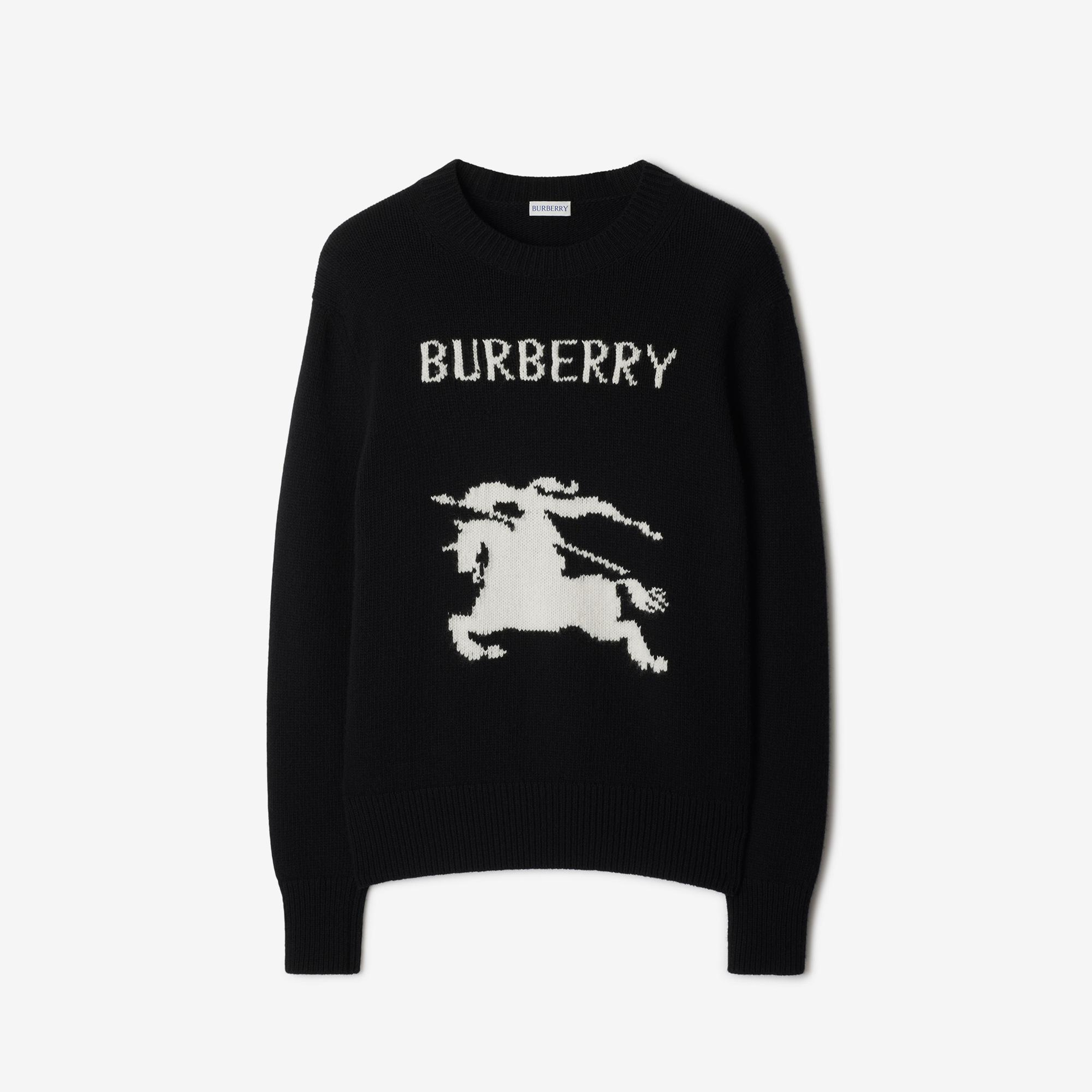 Burberry Pai Wool Cashmere Erkek Siyah Kazak