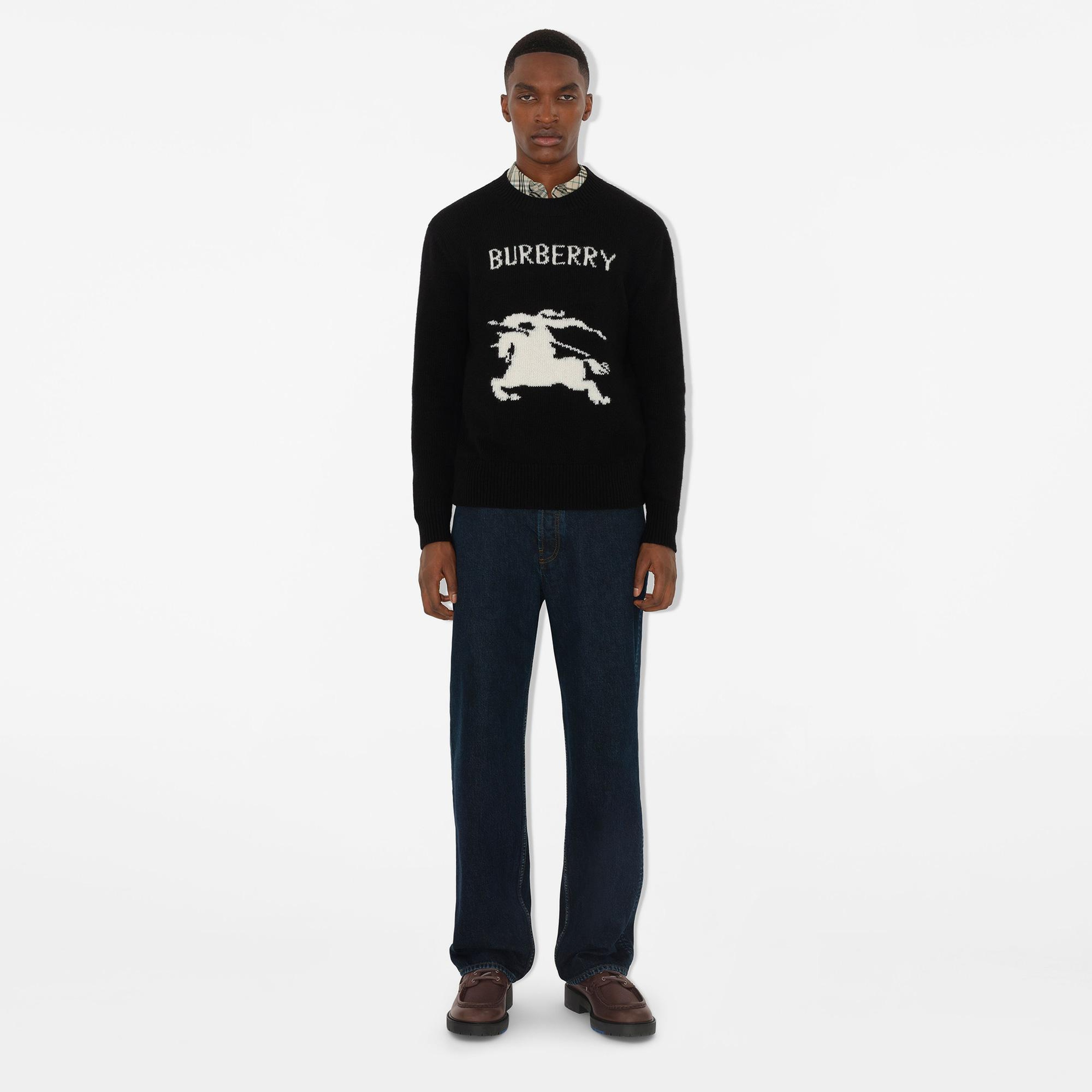 Burberry Pai Wool Cashmere Erkek Siyah Kazak