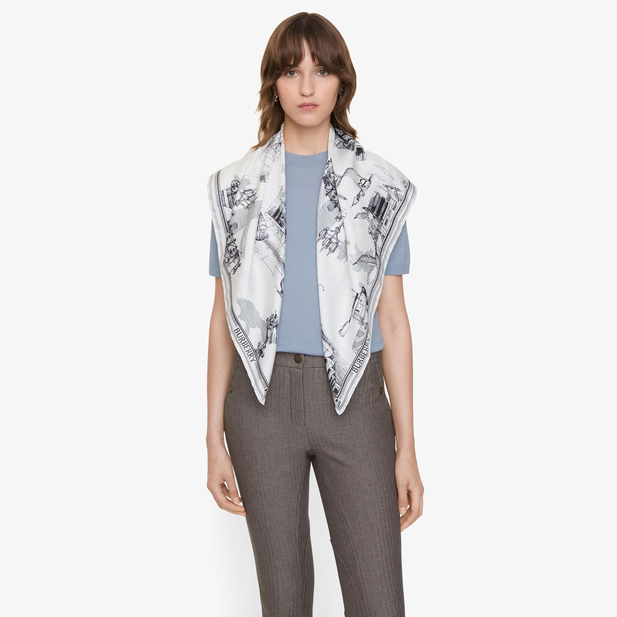 Burberry London Landmarks Silk Kadın Renkli Eşarp