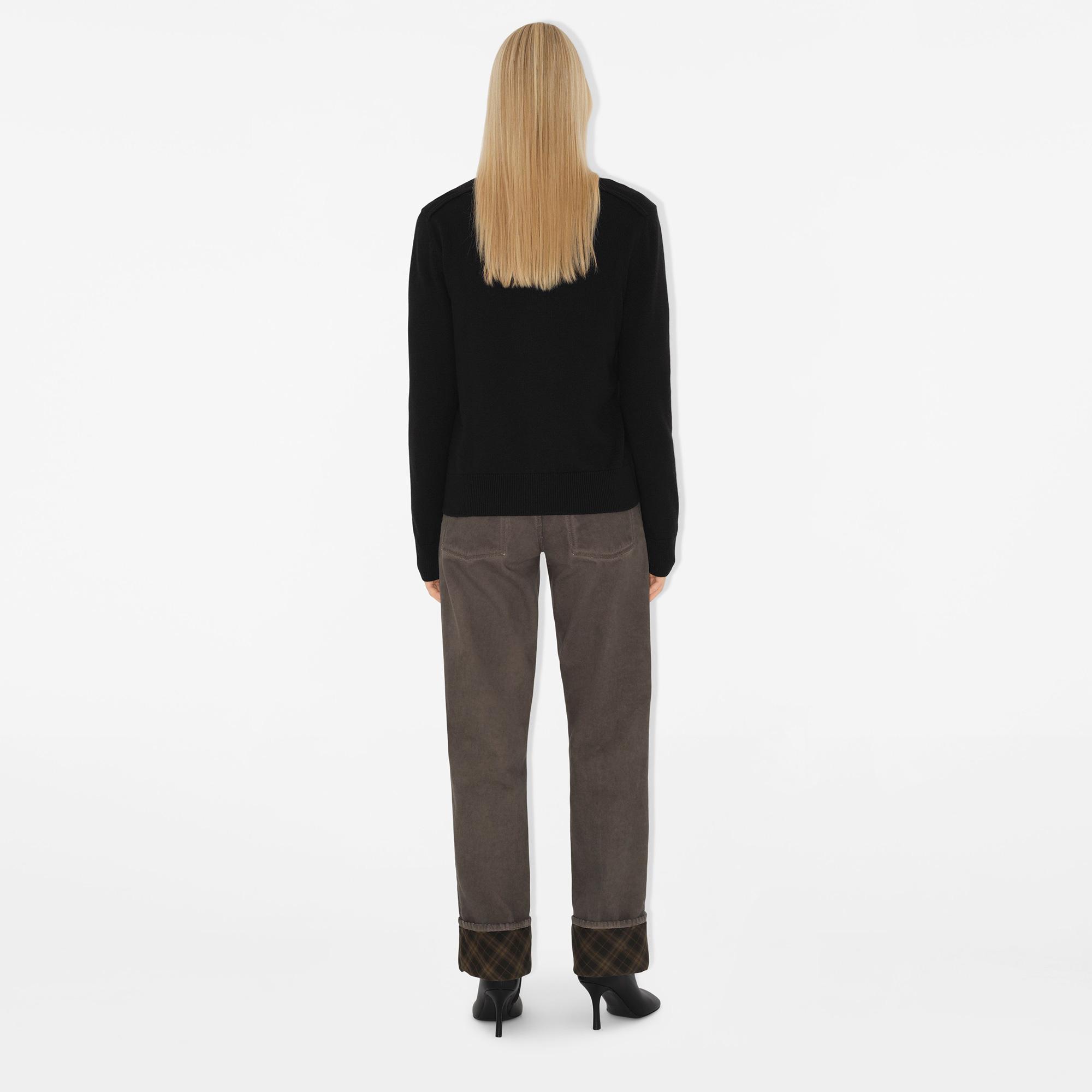 Burberry Smt Label Wool Cardigan Kadın Siyah Hırka