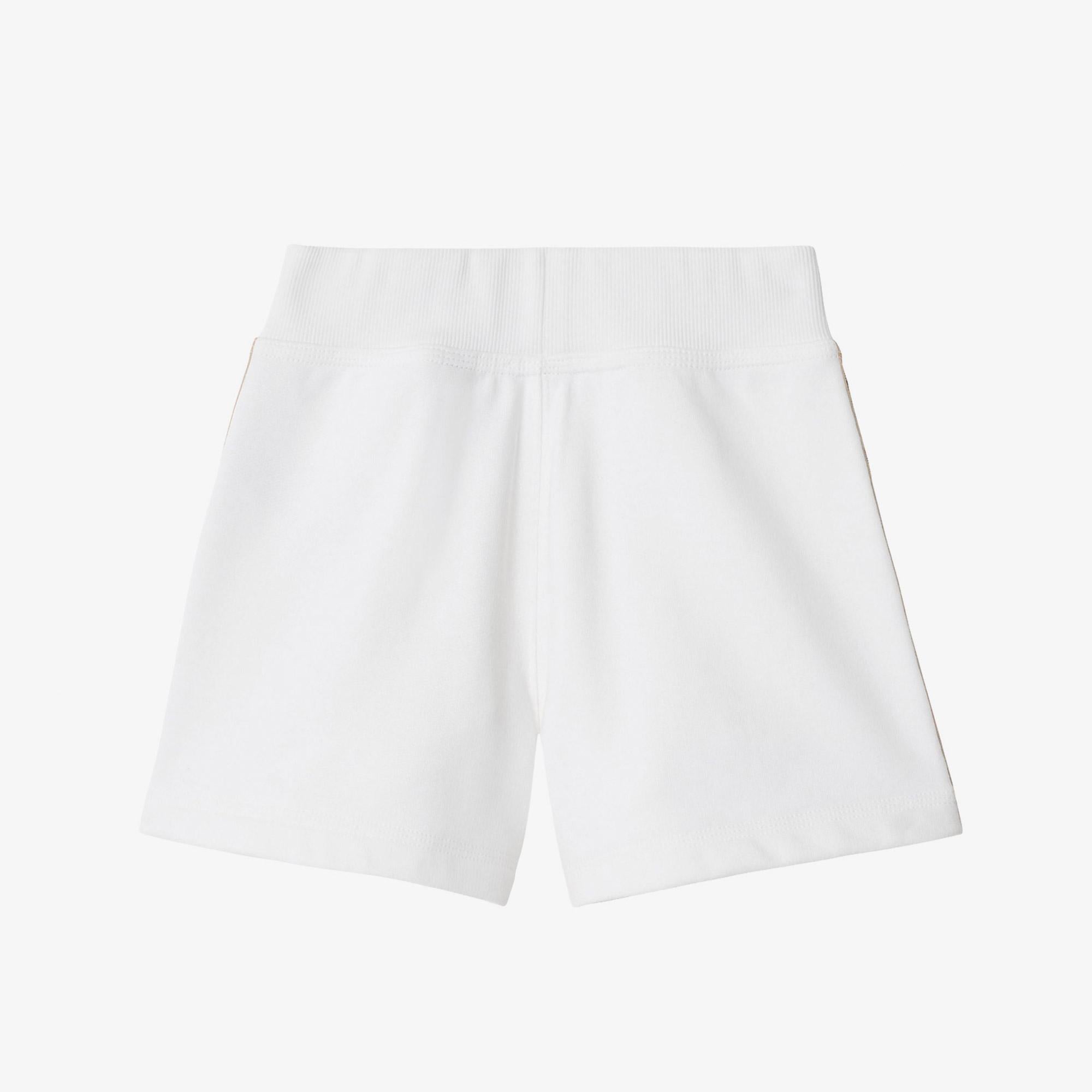 Burberry Caterina Check Trim Cotton Çocuk Beyaz Şort