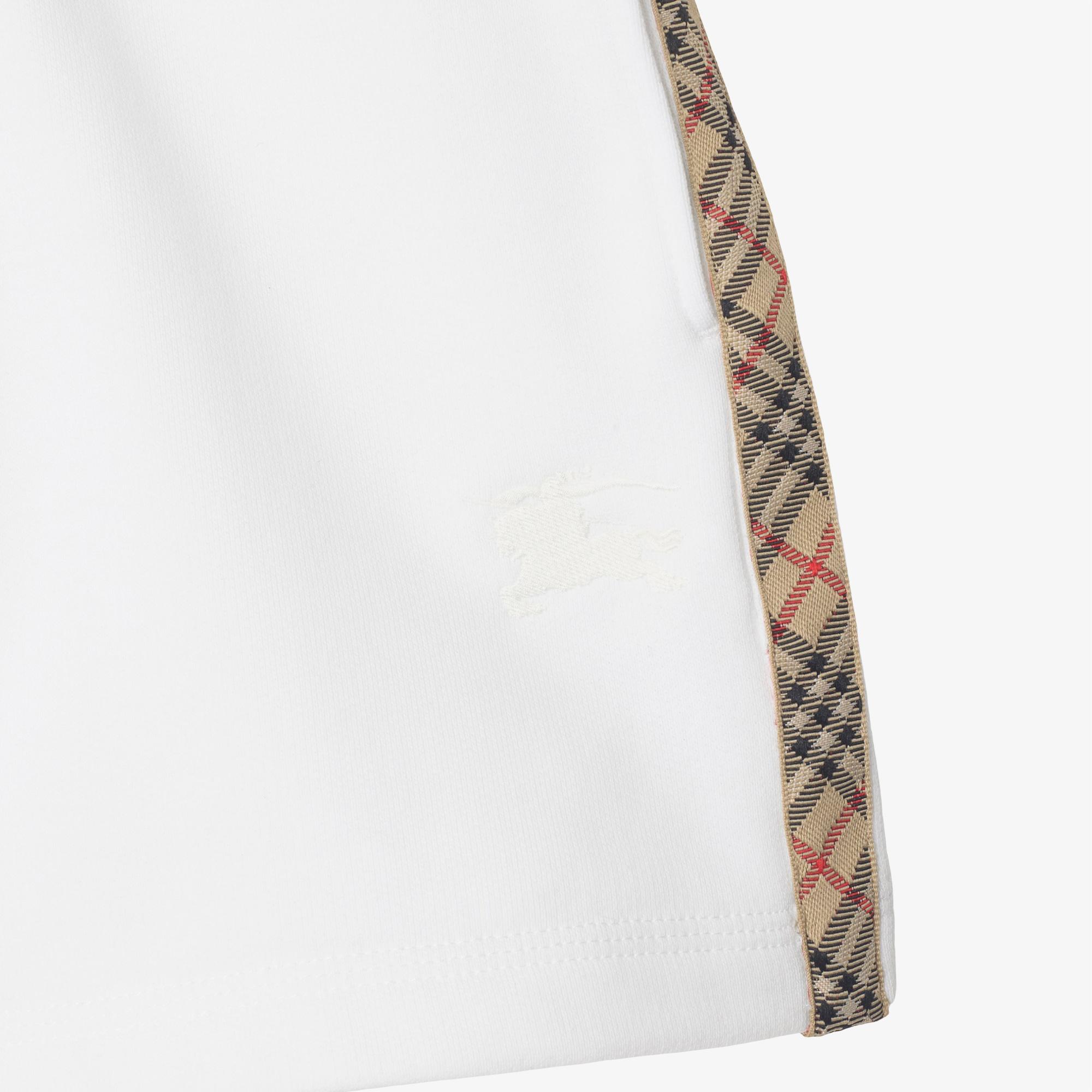 Burberry Caterina Check Trim Cotton Çocuk Beyaz Şort