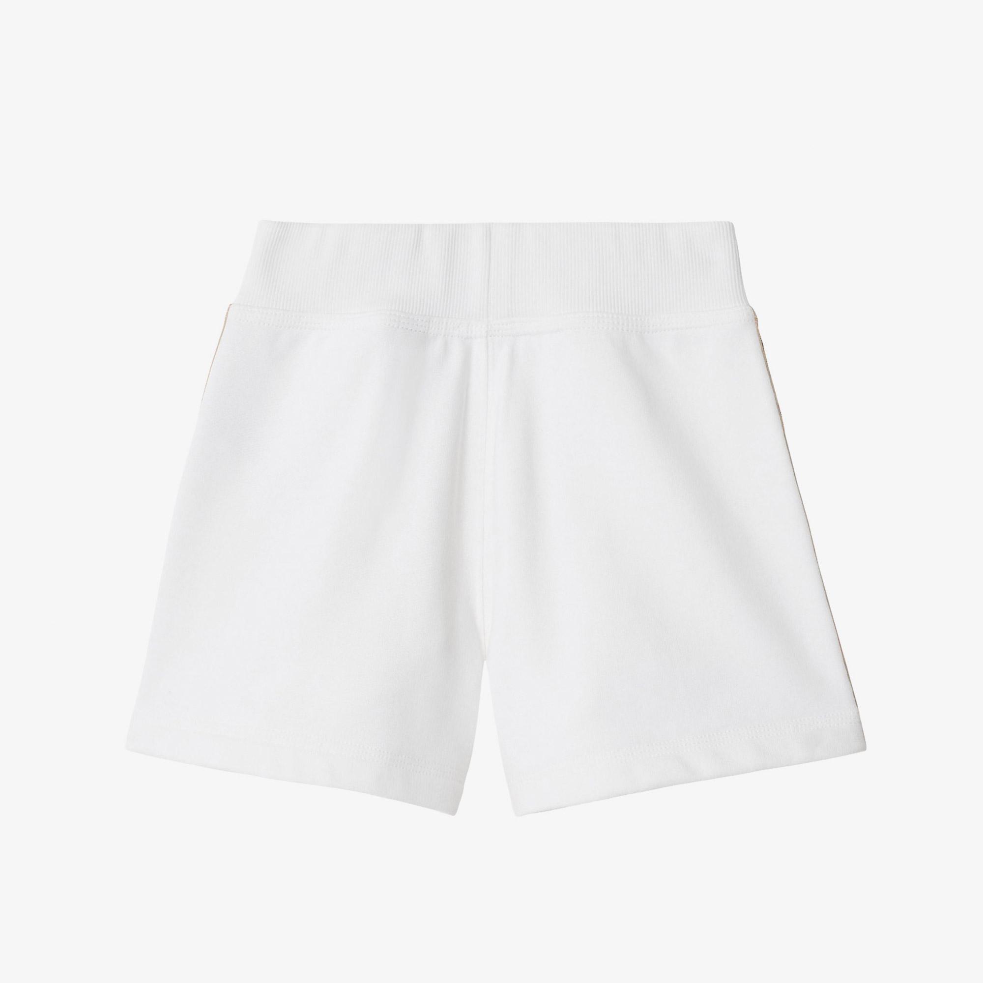 Burberry Caterina Check Trim Cotton Çocuk Beyaz Şort