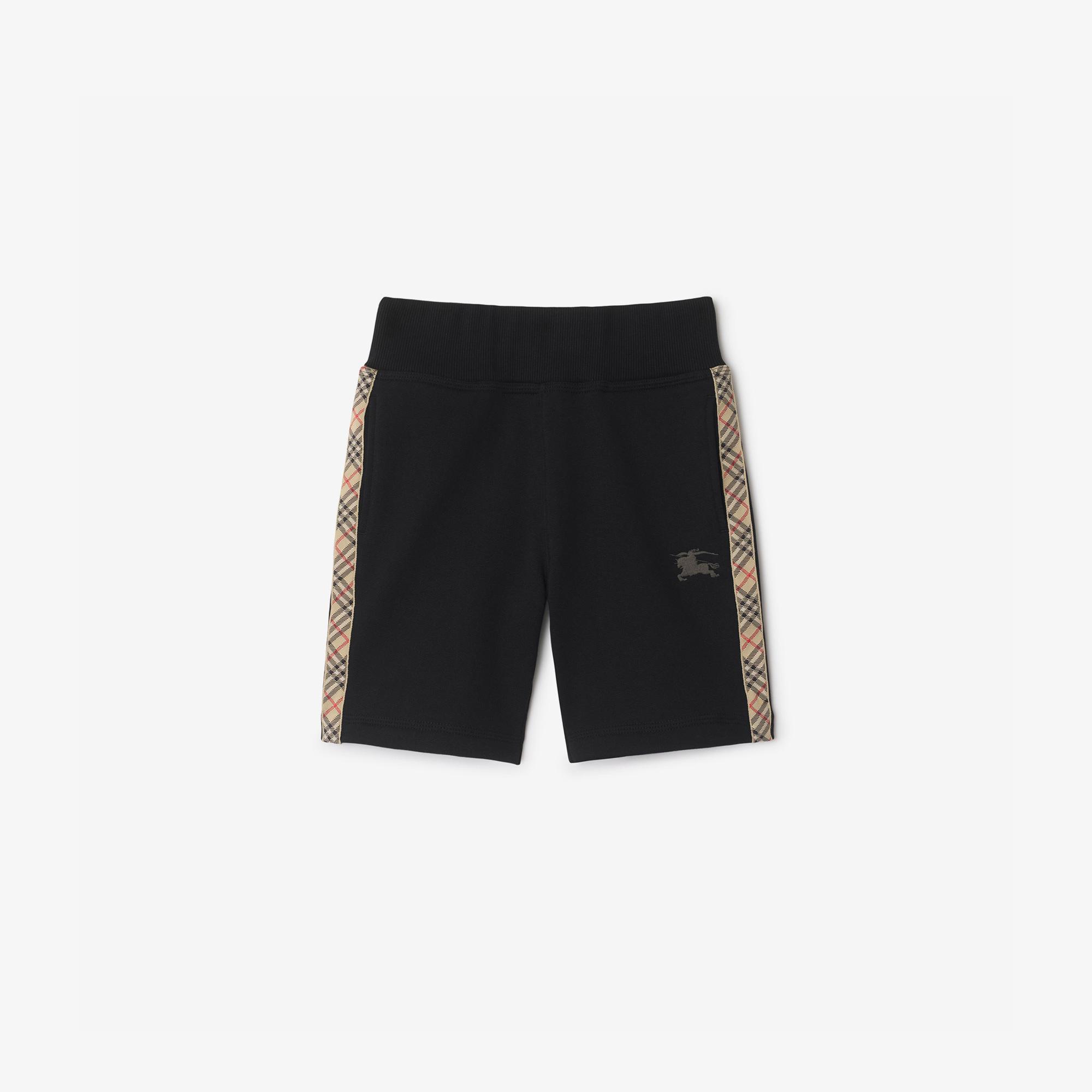 Burberry Benny Tape Check Trim Cotton Çocuk Siyah Şort