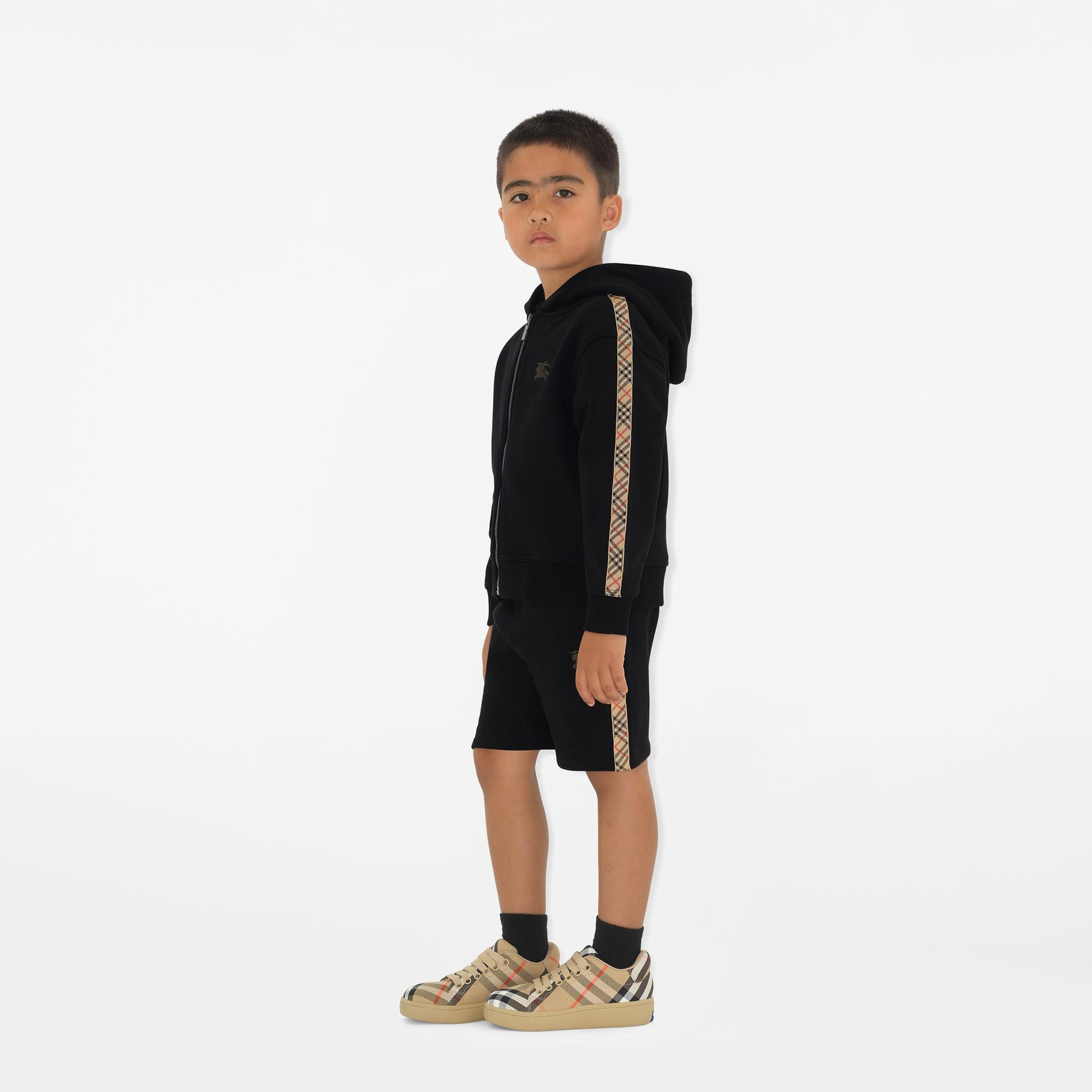 Burberry Benny Tape Check Trim Cotton Çocuk Siyah Şort