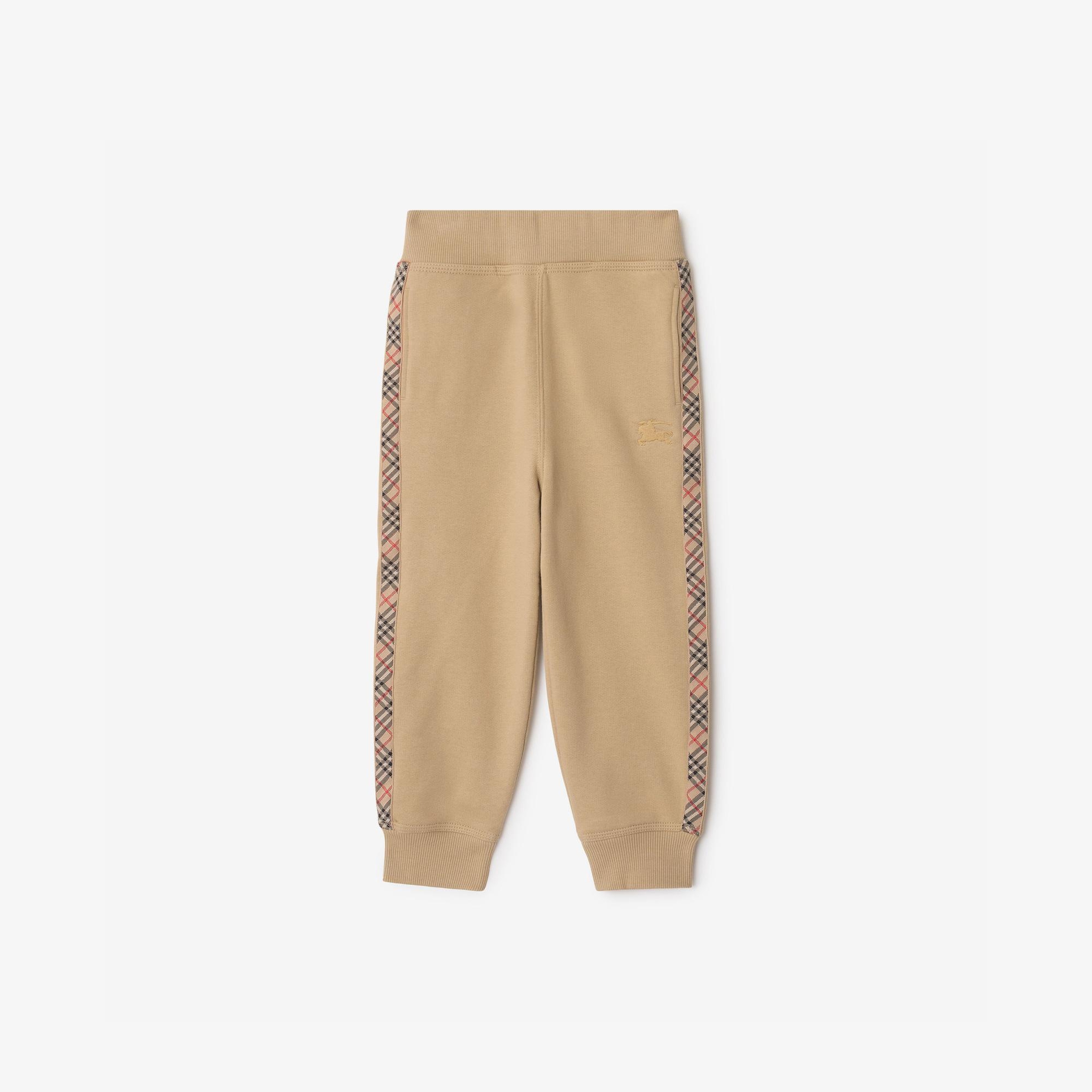 Burberry Jackson Tape Check Trim Cotton Çocuk Bej Eşofman Altı