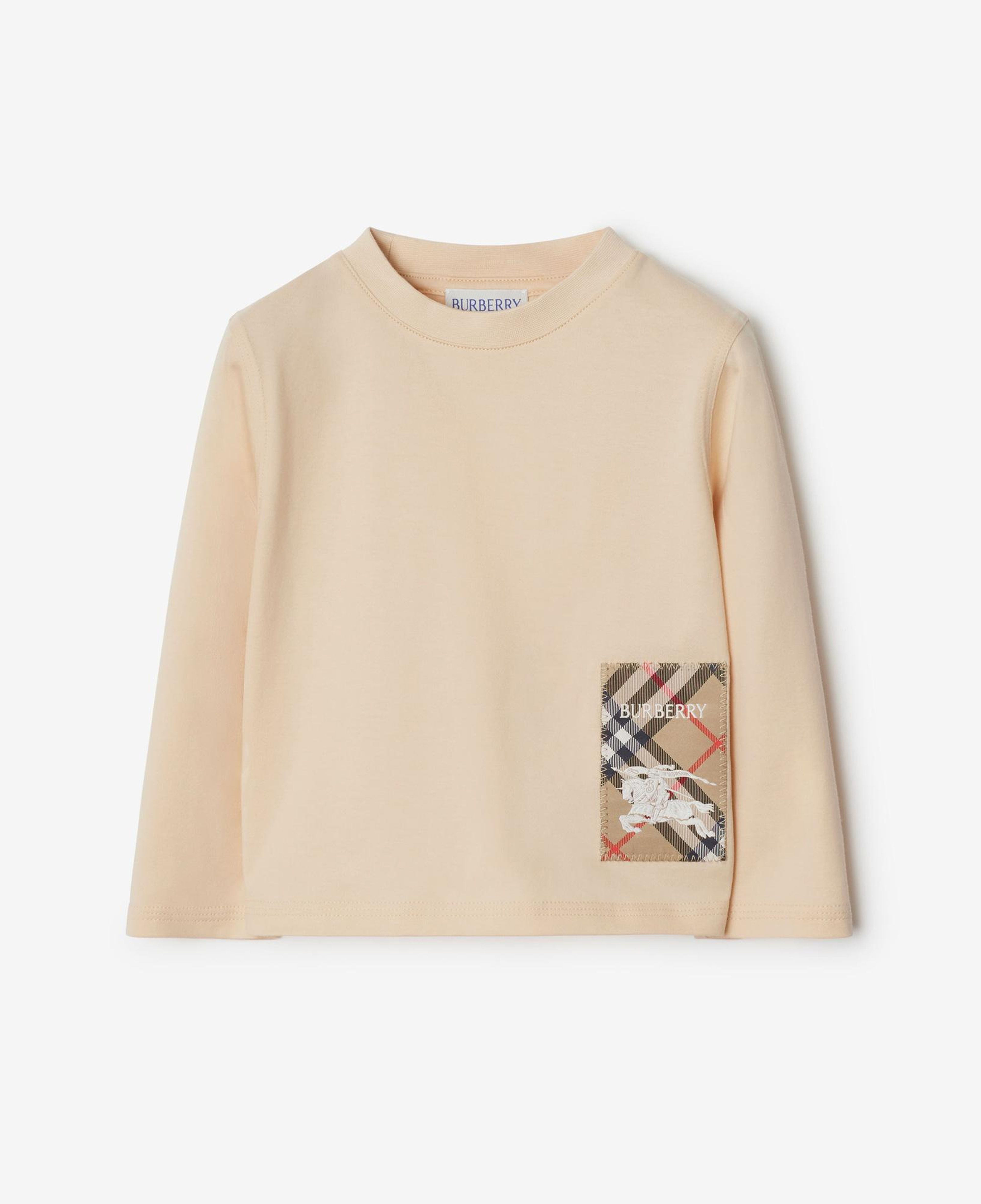 Burberry Kooper Label Cotton Top Çocuk Krem T-Shirt