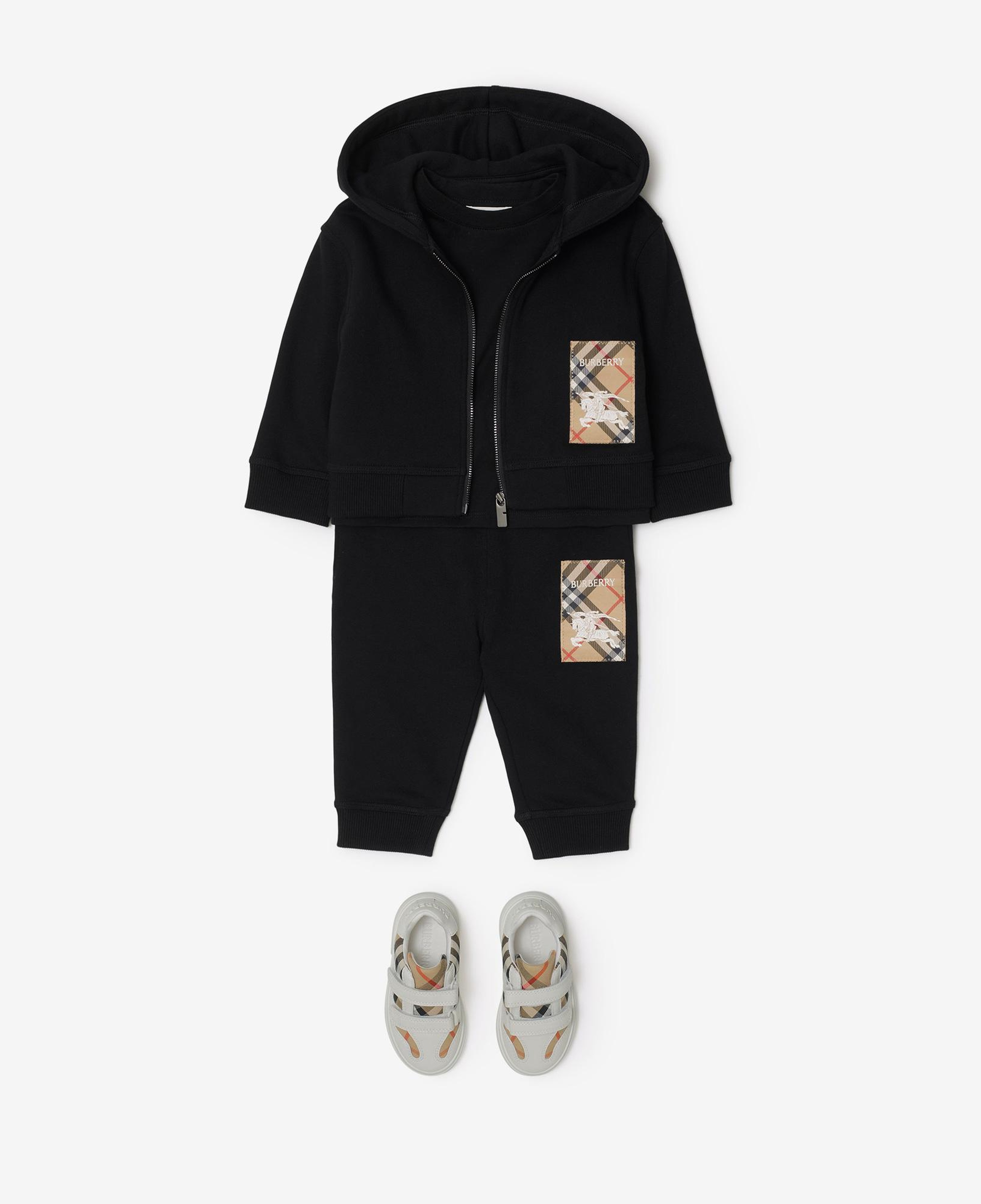 Burberry Clyde Label Cotton Zip Çocuk Siyah Hoodie