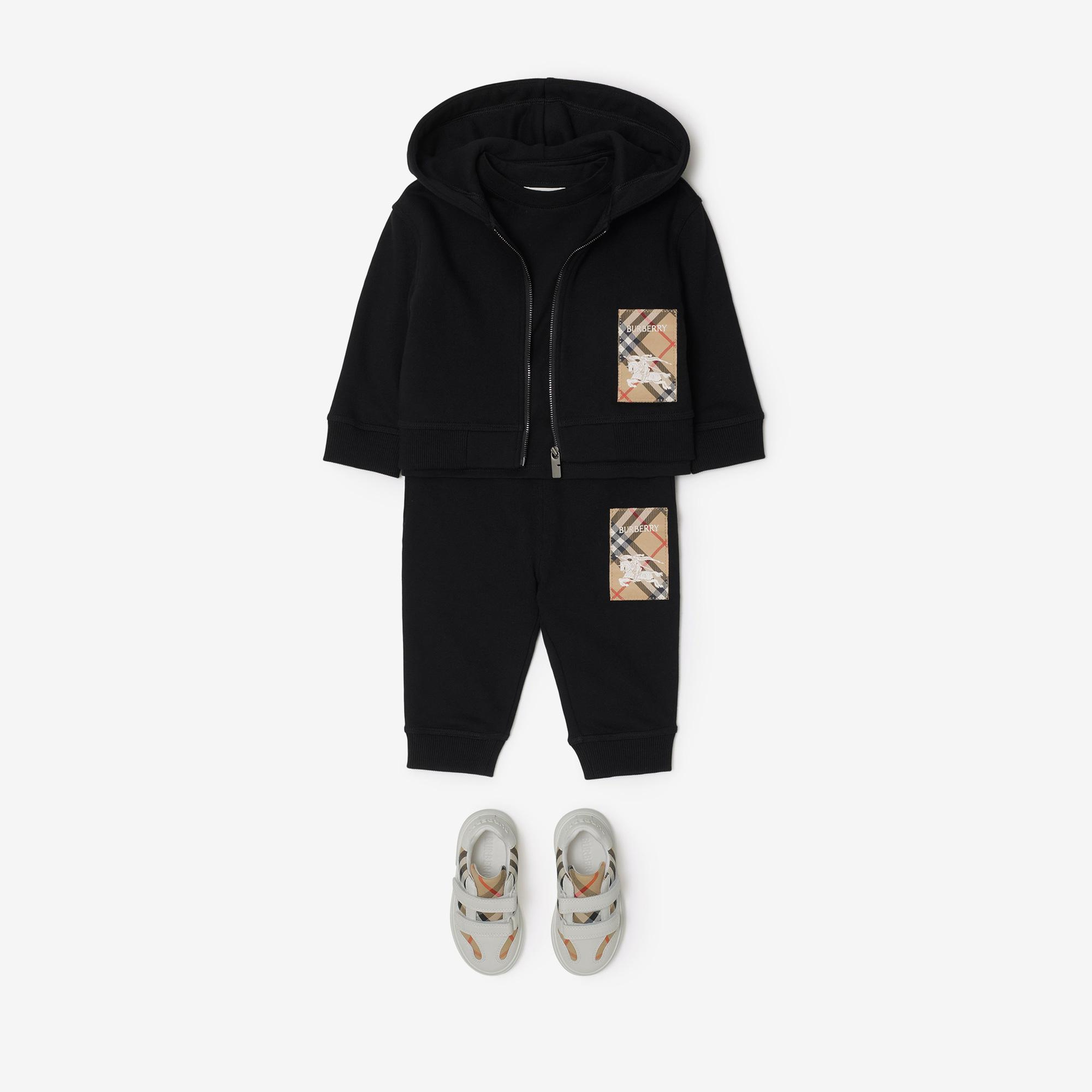 Burberry Clyde Label Cotton Zip Çocuk Siyah Hoodie