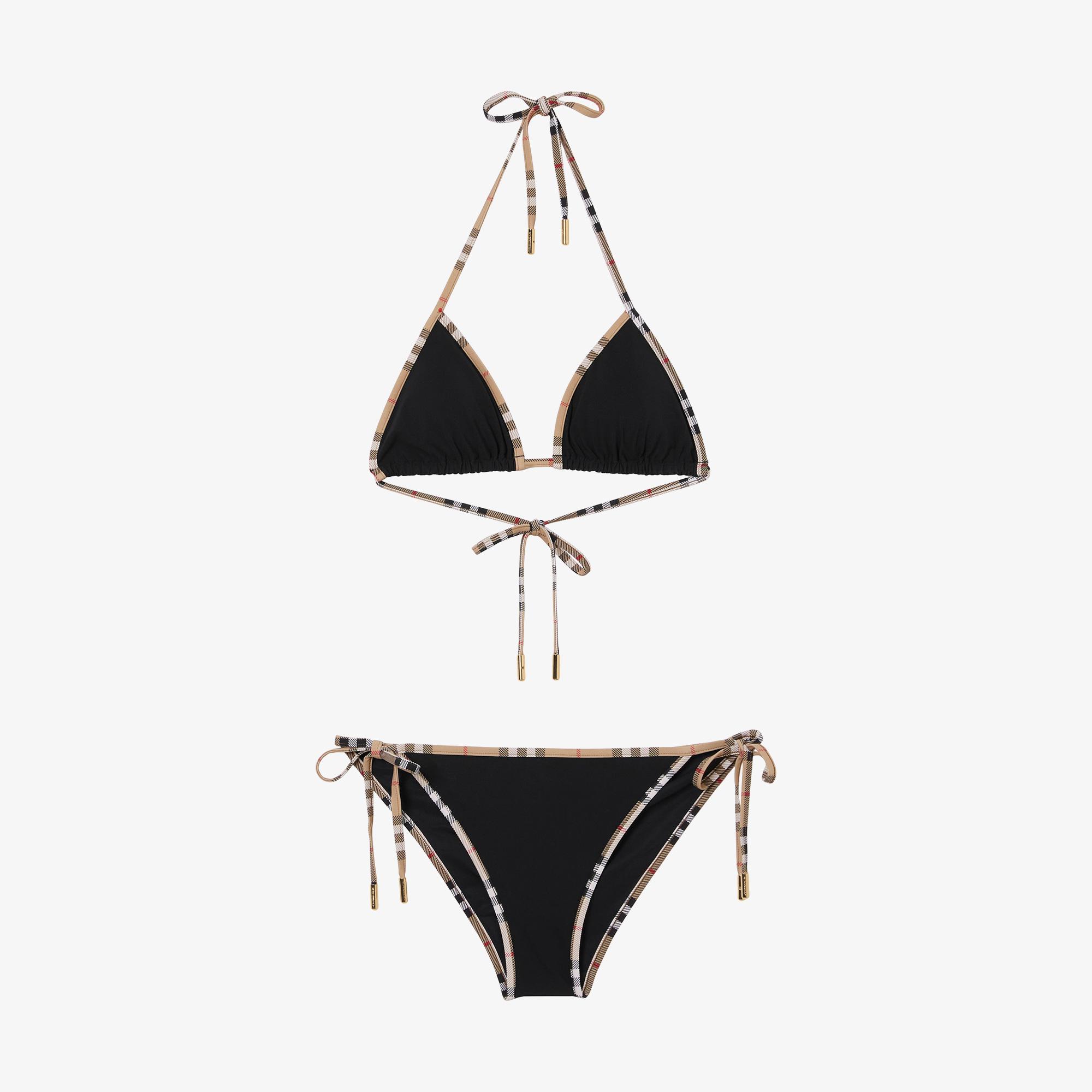 Burberry Check Trim Triangle Kadın Siyah Bikini Altı