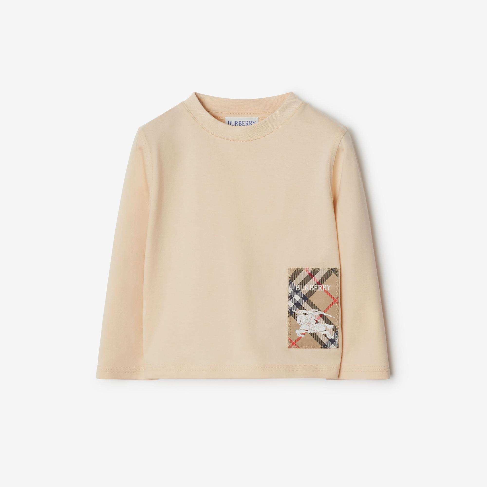 Burberry Kooper Label Cotton Top Çocuk Krem T-Shirt