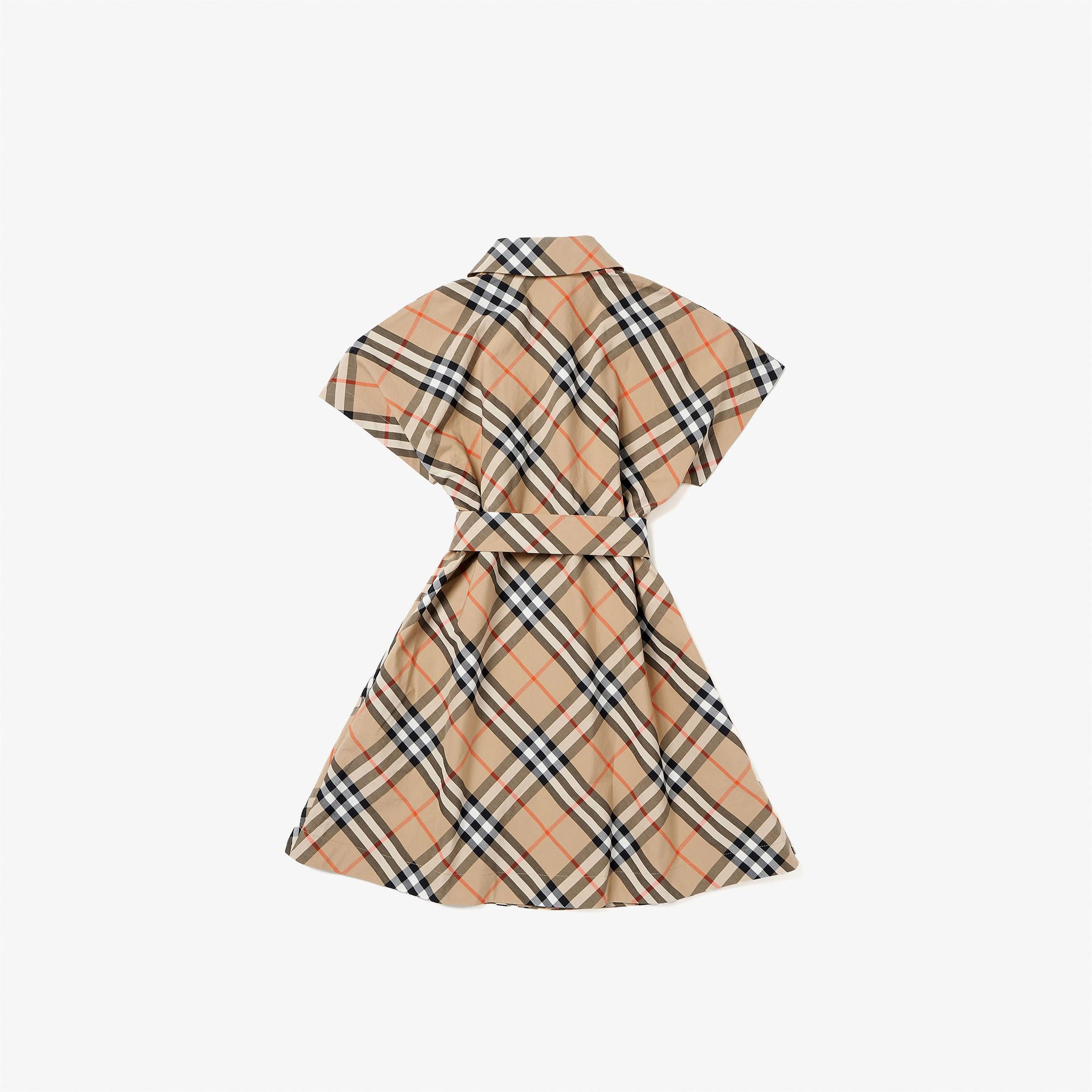 Burberry Check Pamuklu Çocuk Bej Elbise