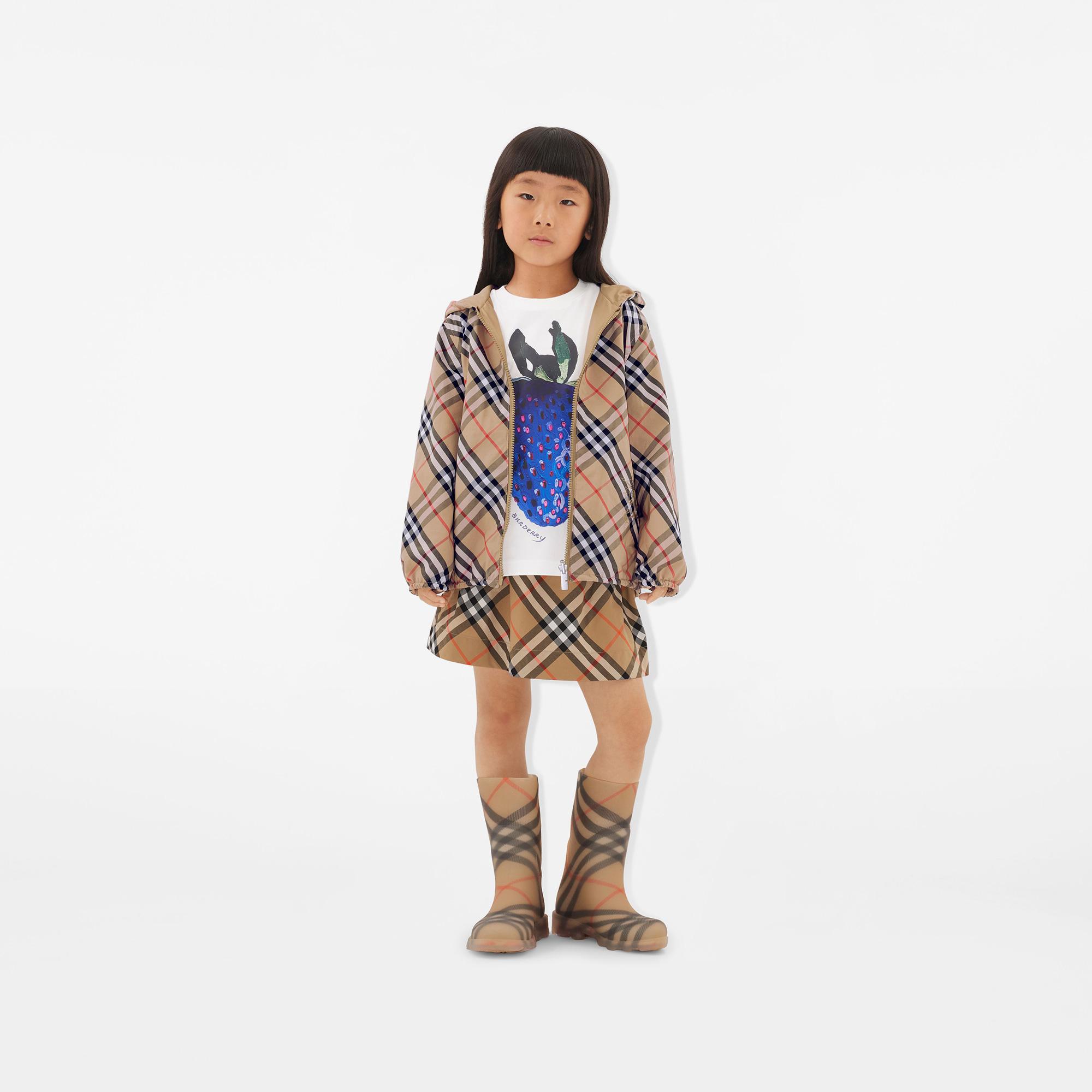 Burberry Reversible Check Pamuk Karışımlı Çocuk Bej Ceket