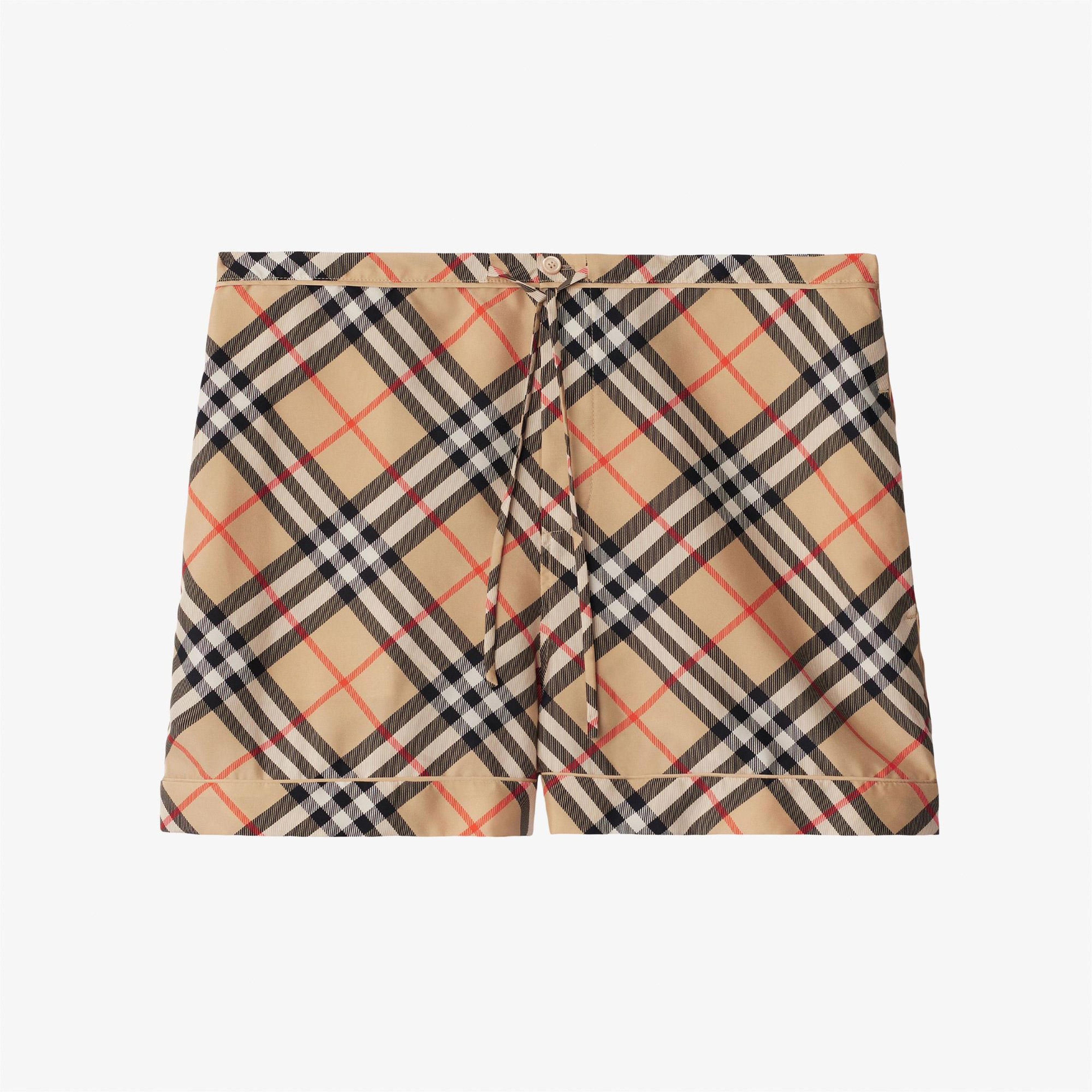 Burberry Check İpek Kadın Bej Şort