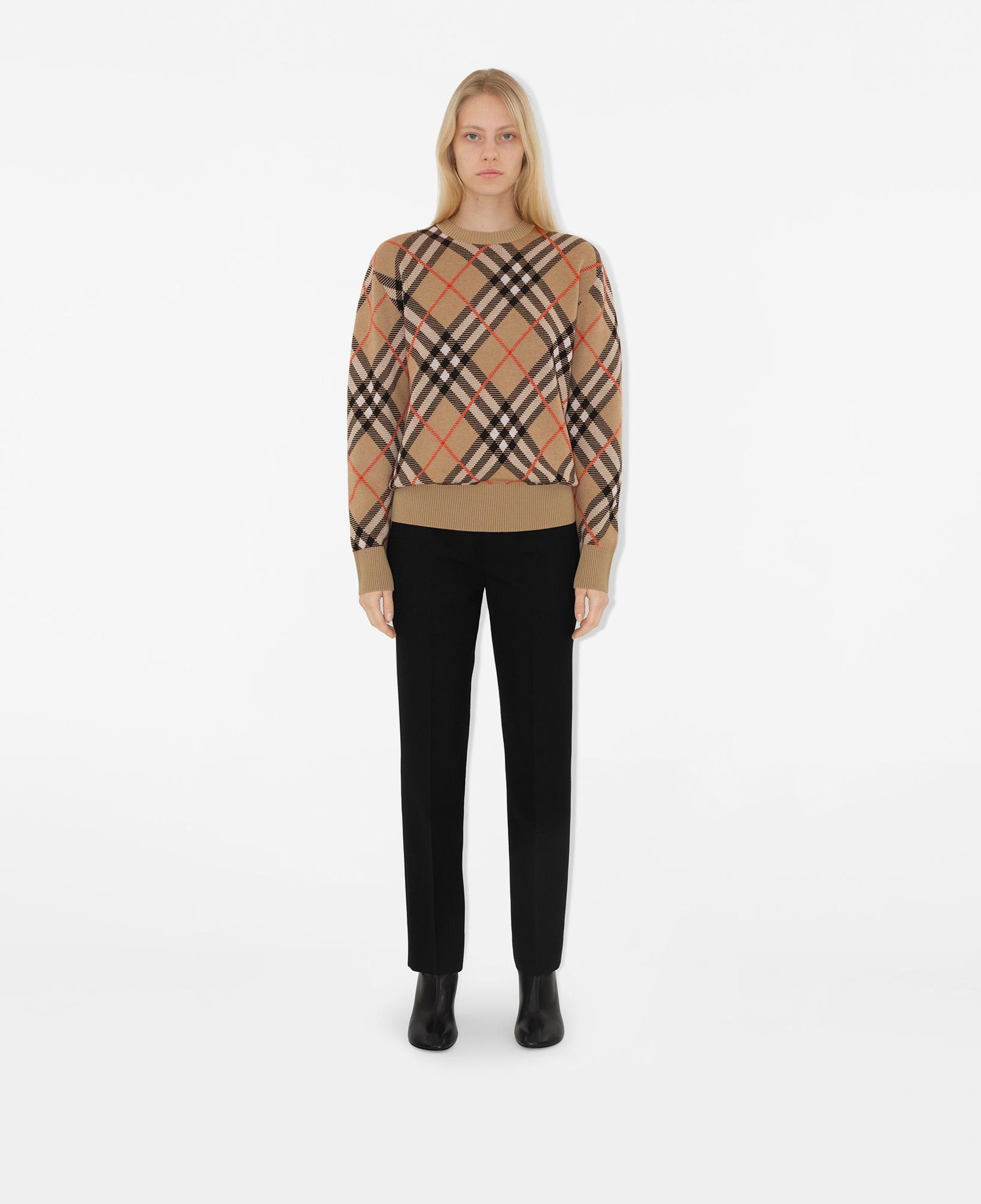 Burberry Check Yün Karışımlı Kadın Bej Kazak