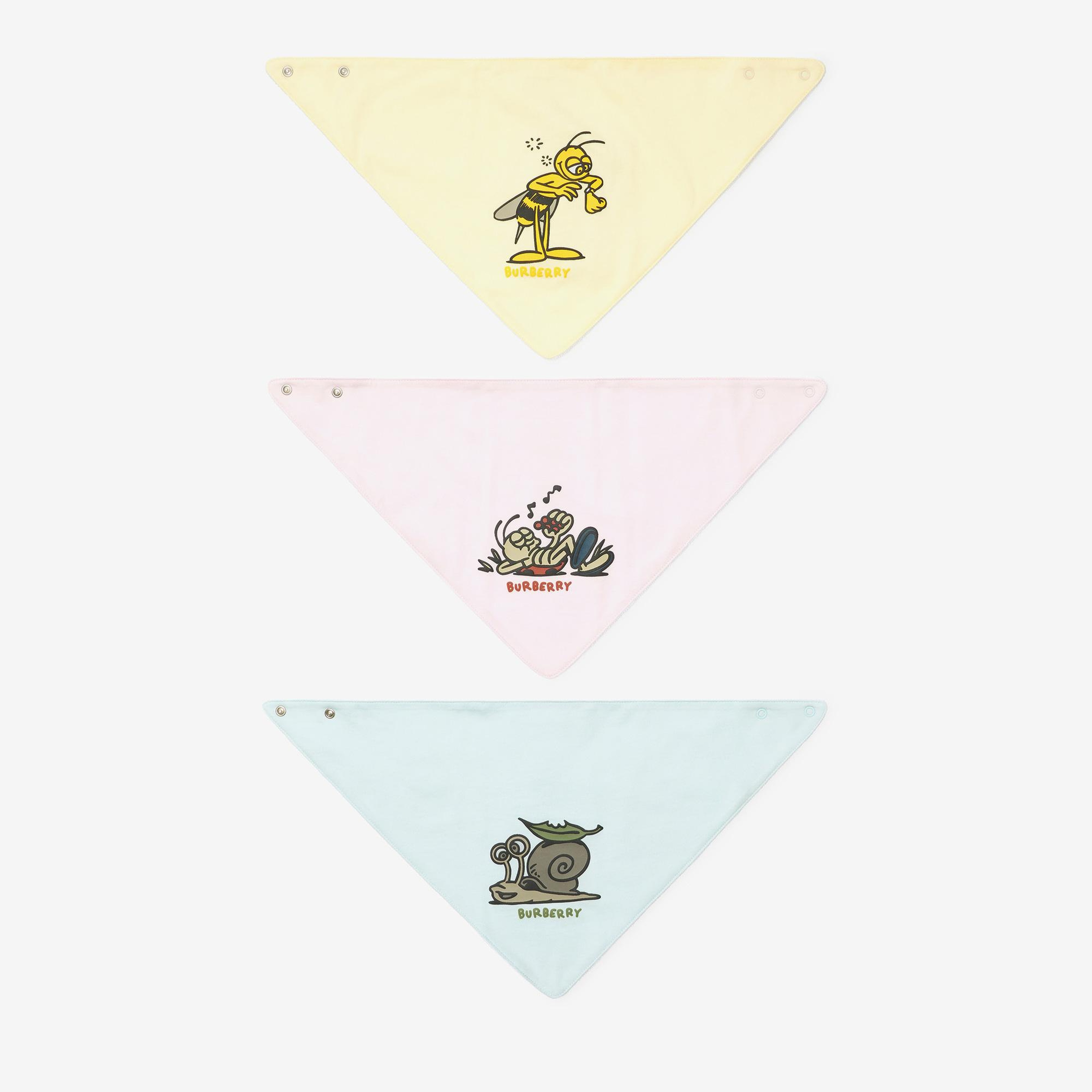 Burberry Bug Cotton Three-Piece Bib Set Çocuk Renkli Hediye Seti