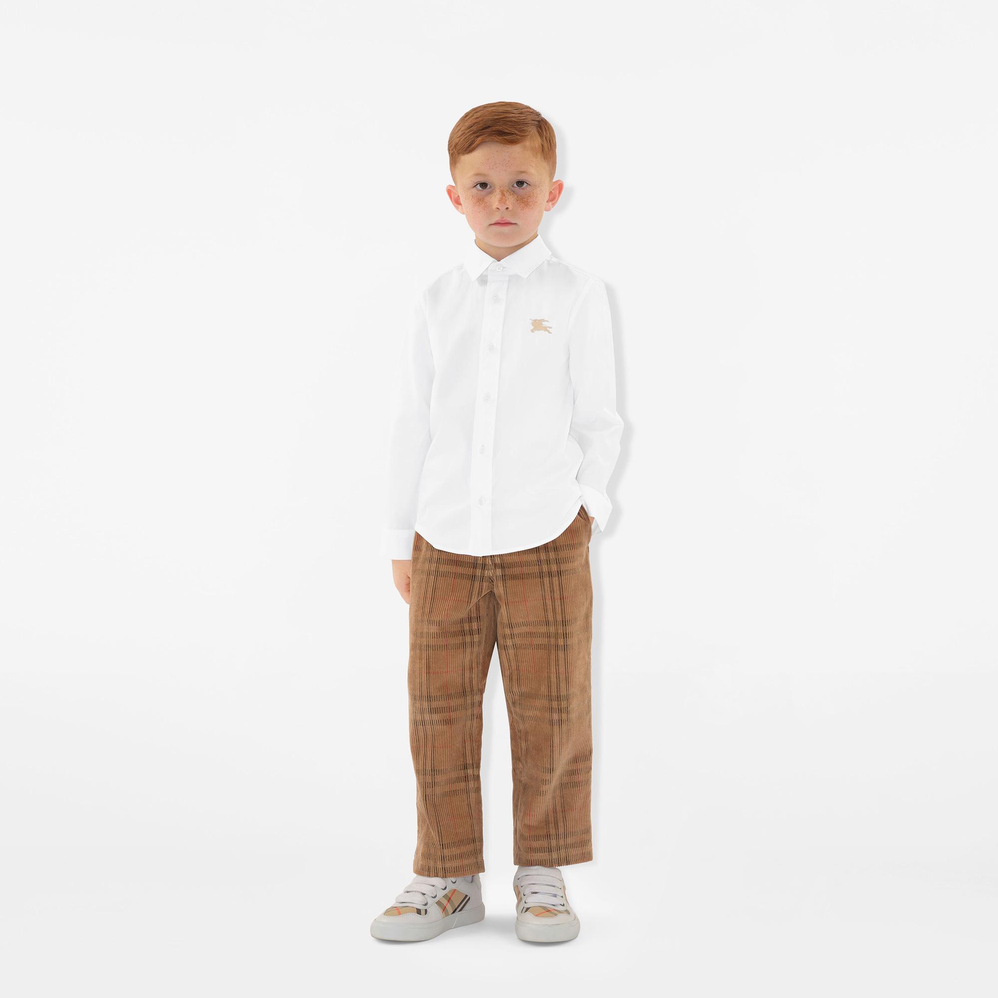 Burberry Owen Stretch Cotton Çocuk Beyaz Gömlek