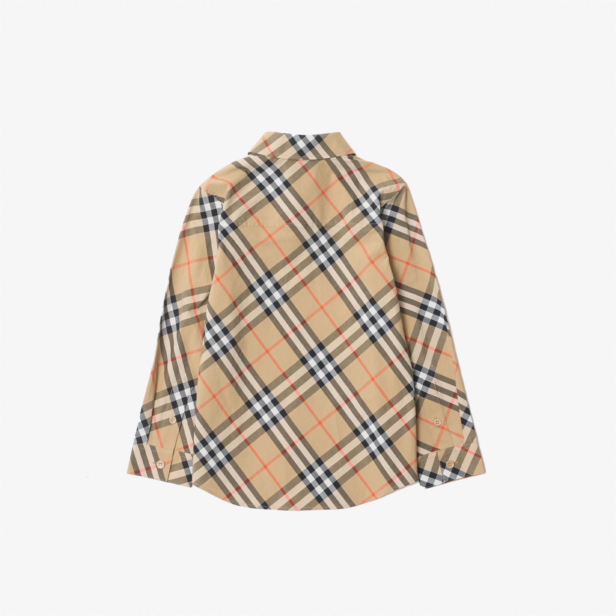 Burberry Check Pamuklu Çocuk Bej Gömlek