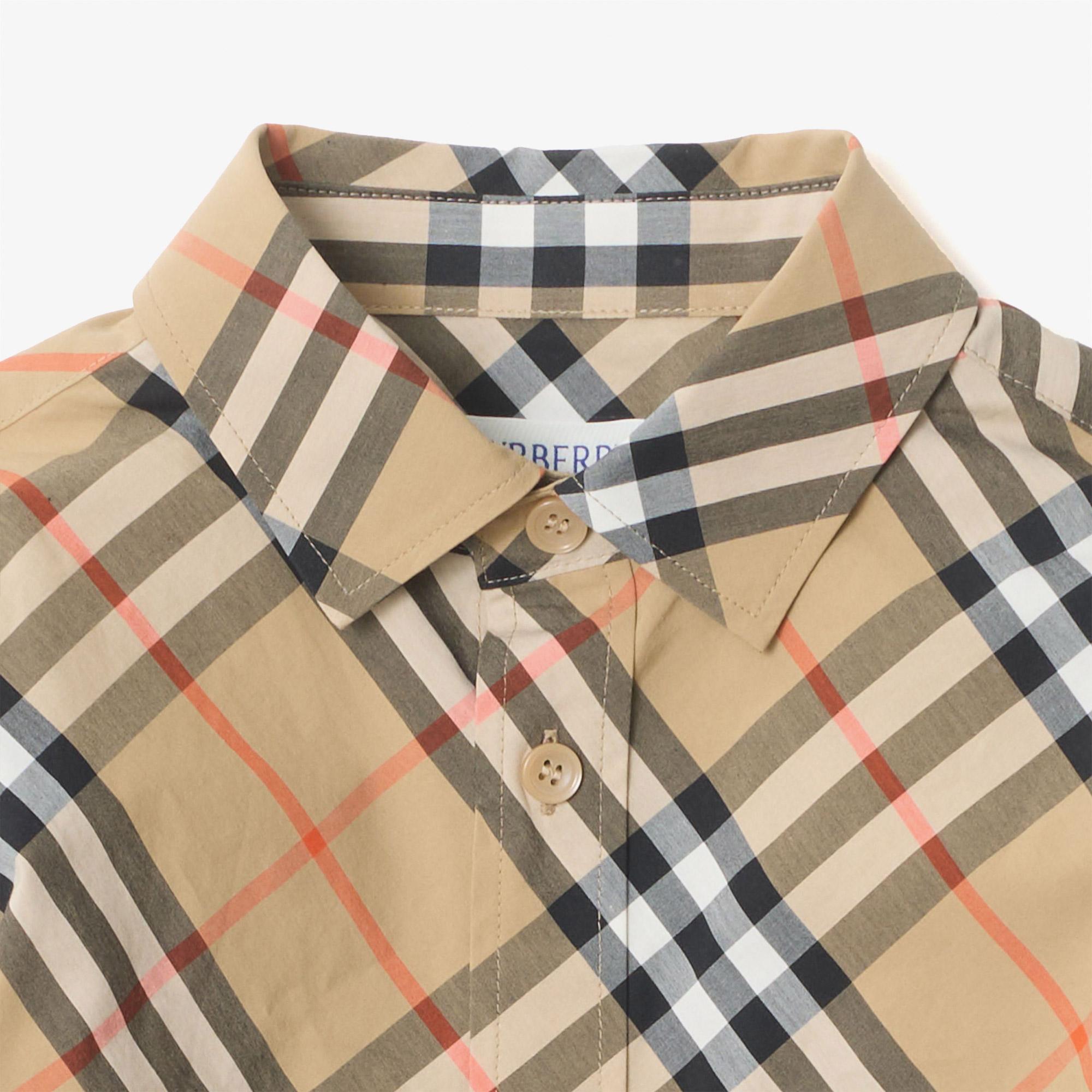 Burberry Check Pamuklu Çocuk Bej Gömlek