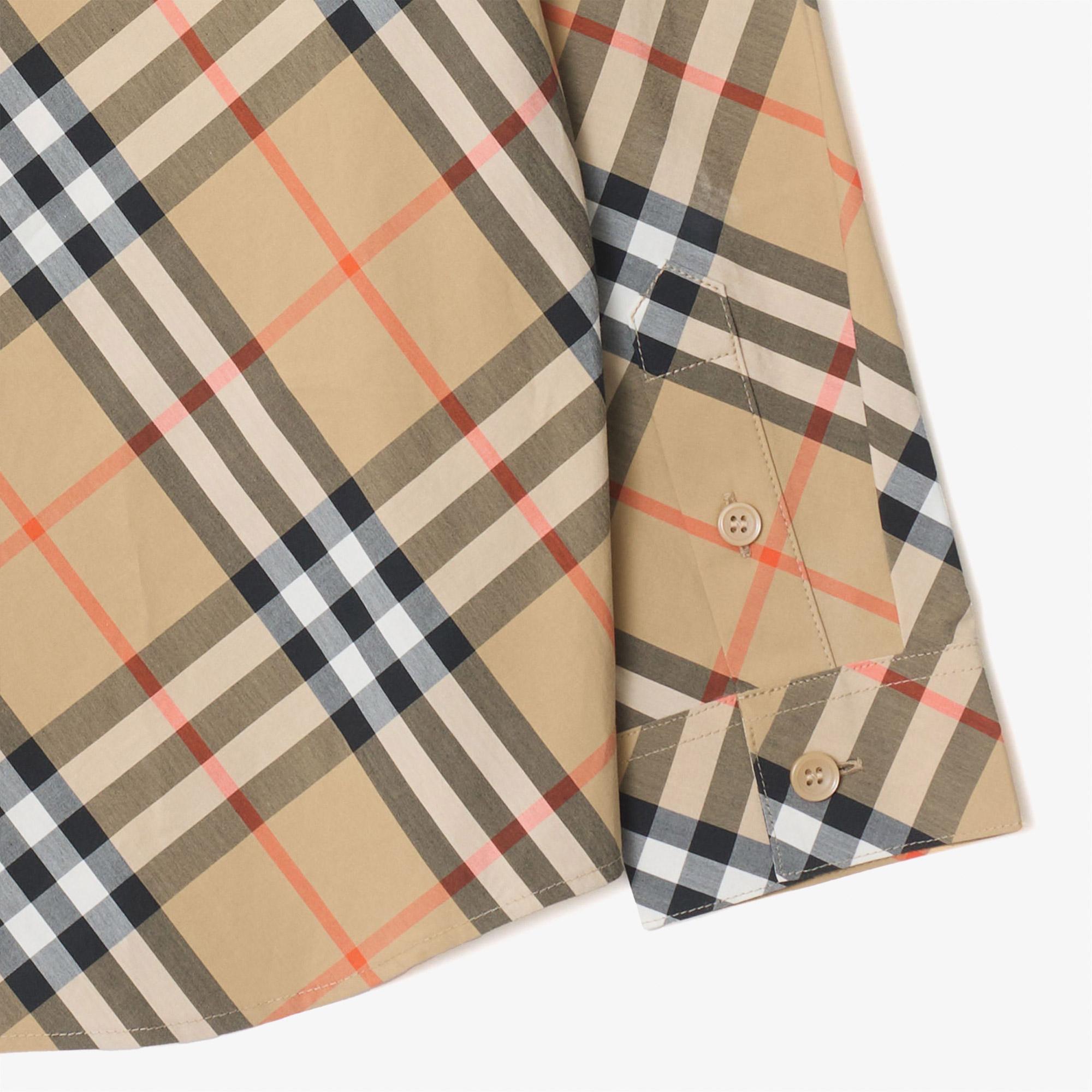 Burberry Check Pamuklu Çocuk Bej Gömlek