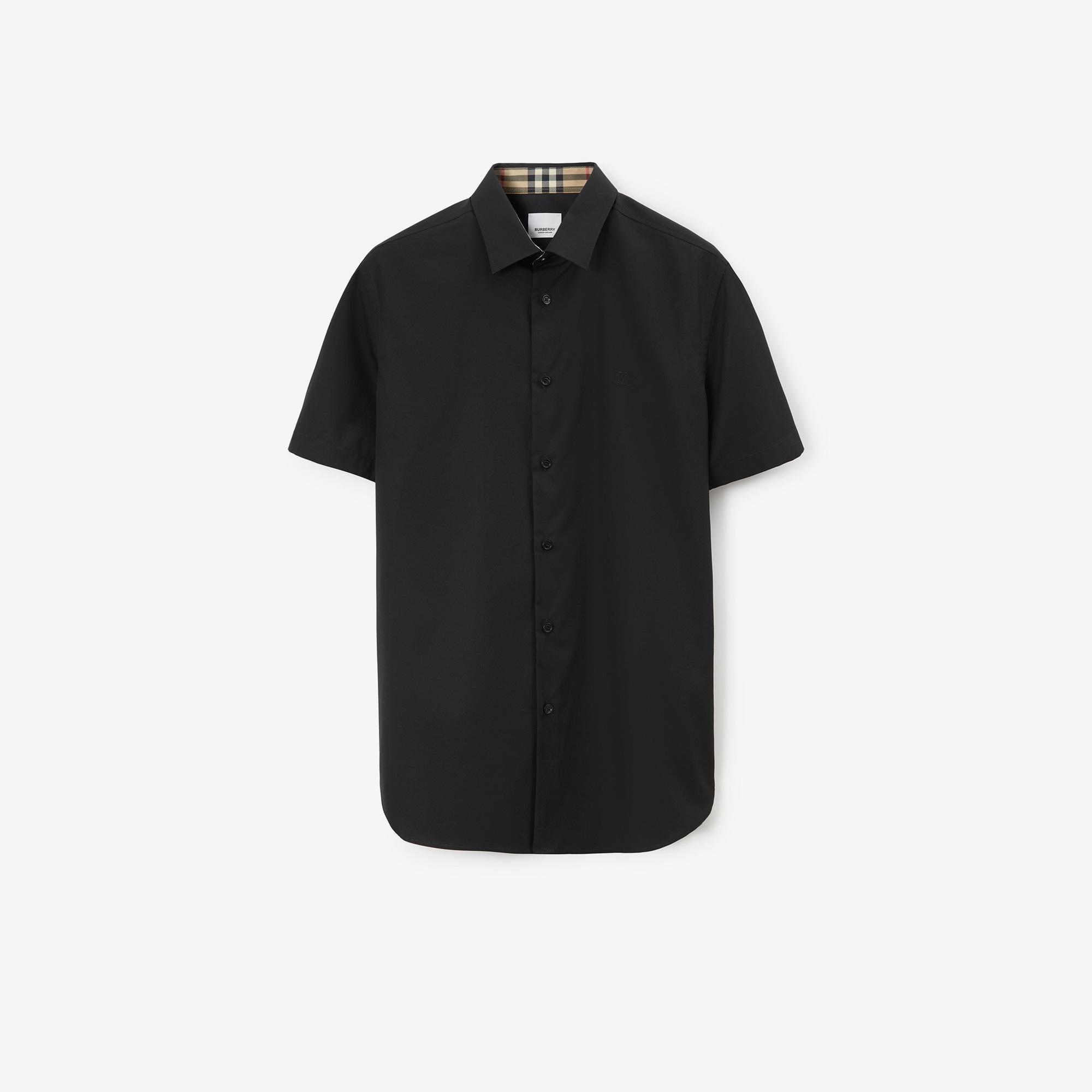 Burberry Stretch Pamuklu Erkek Siyah Gömlek