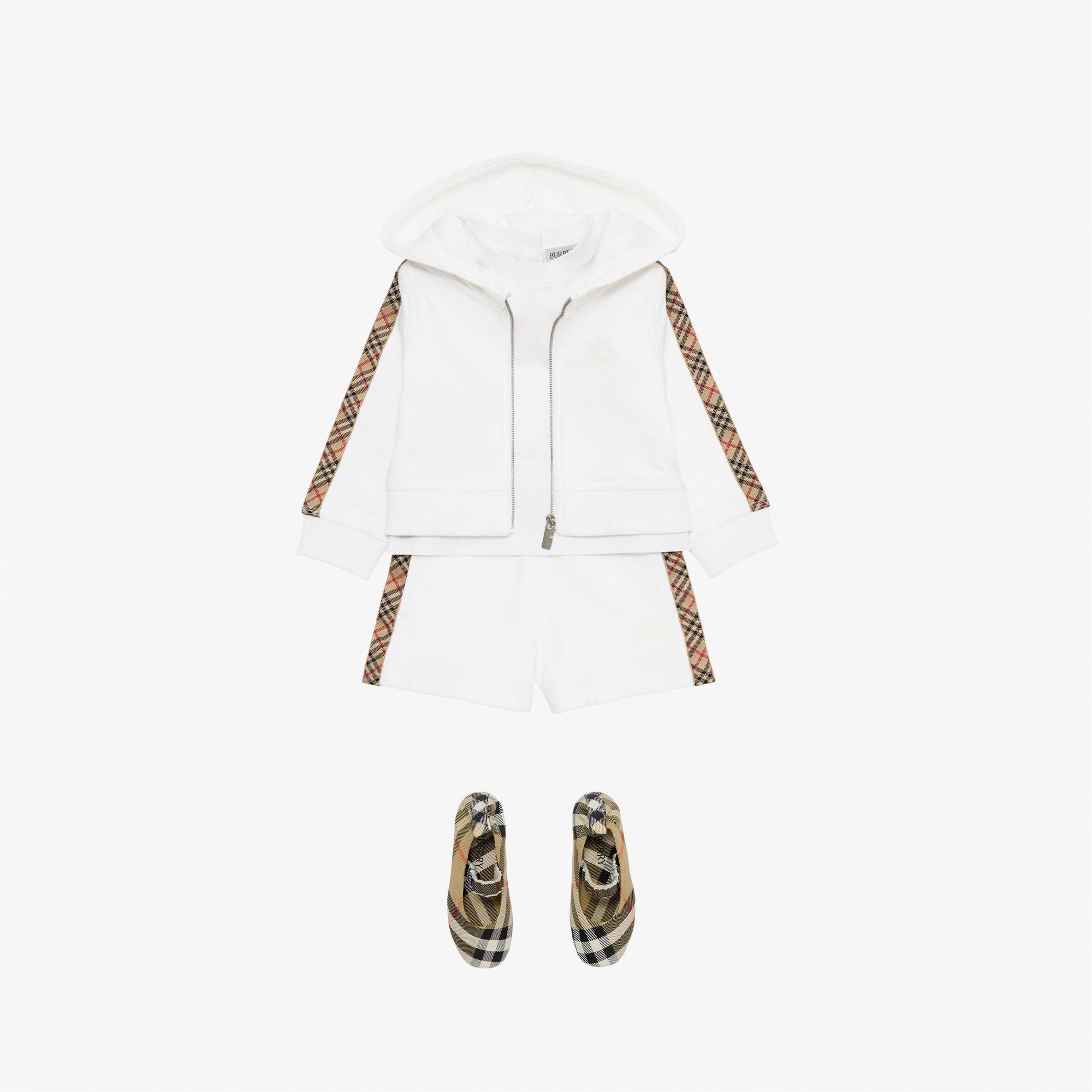 Burberry Caterina Check Trim Cotton Çocuk Beyaz Şort