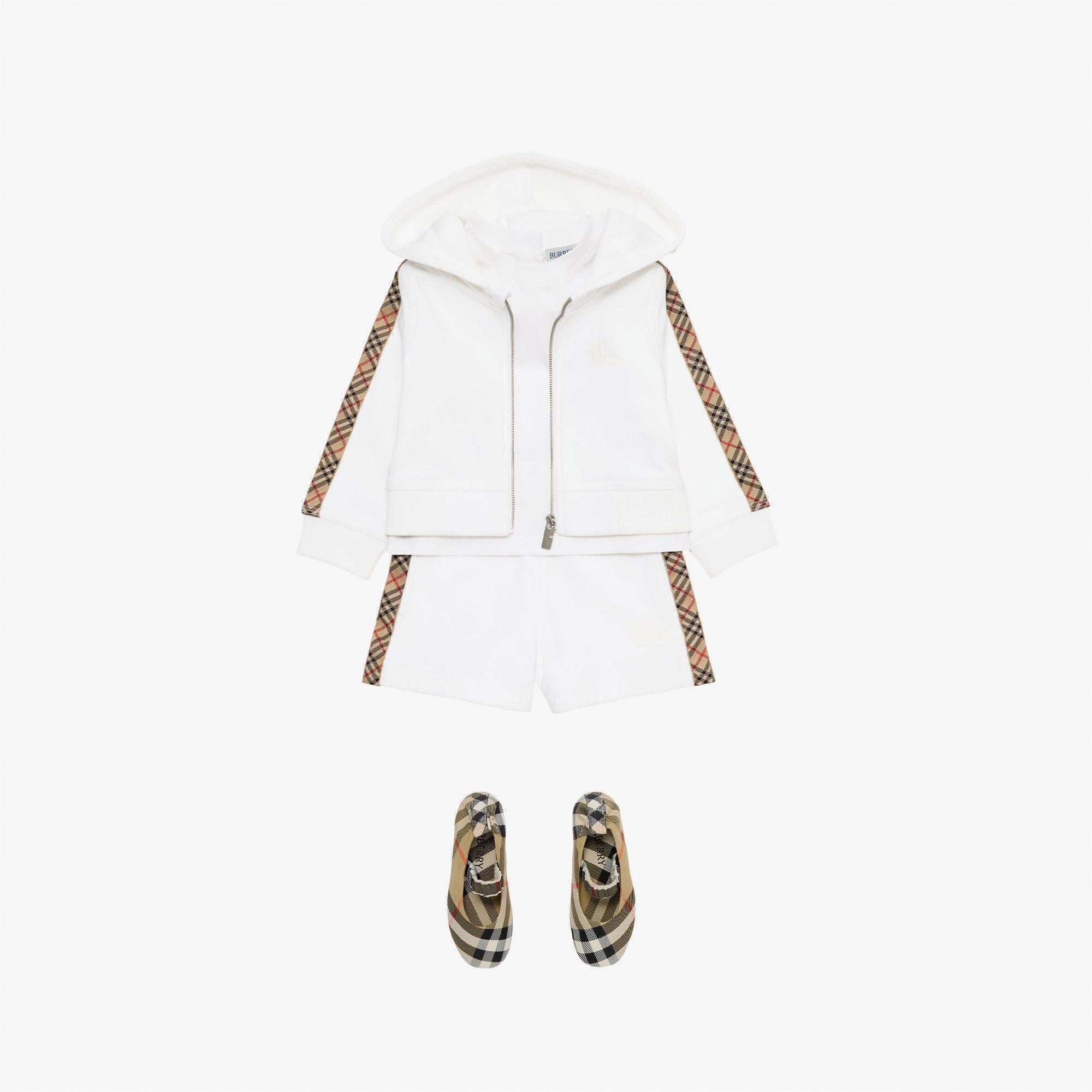 Burberry Caterina Check Trim Cotton Çocuk Beyaz Şort