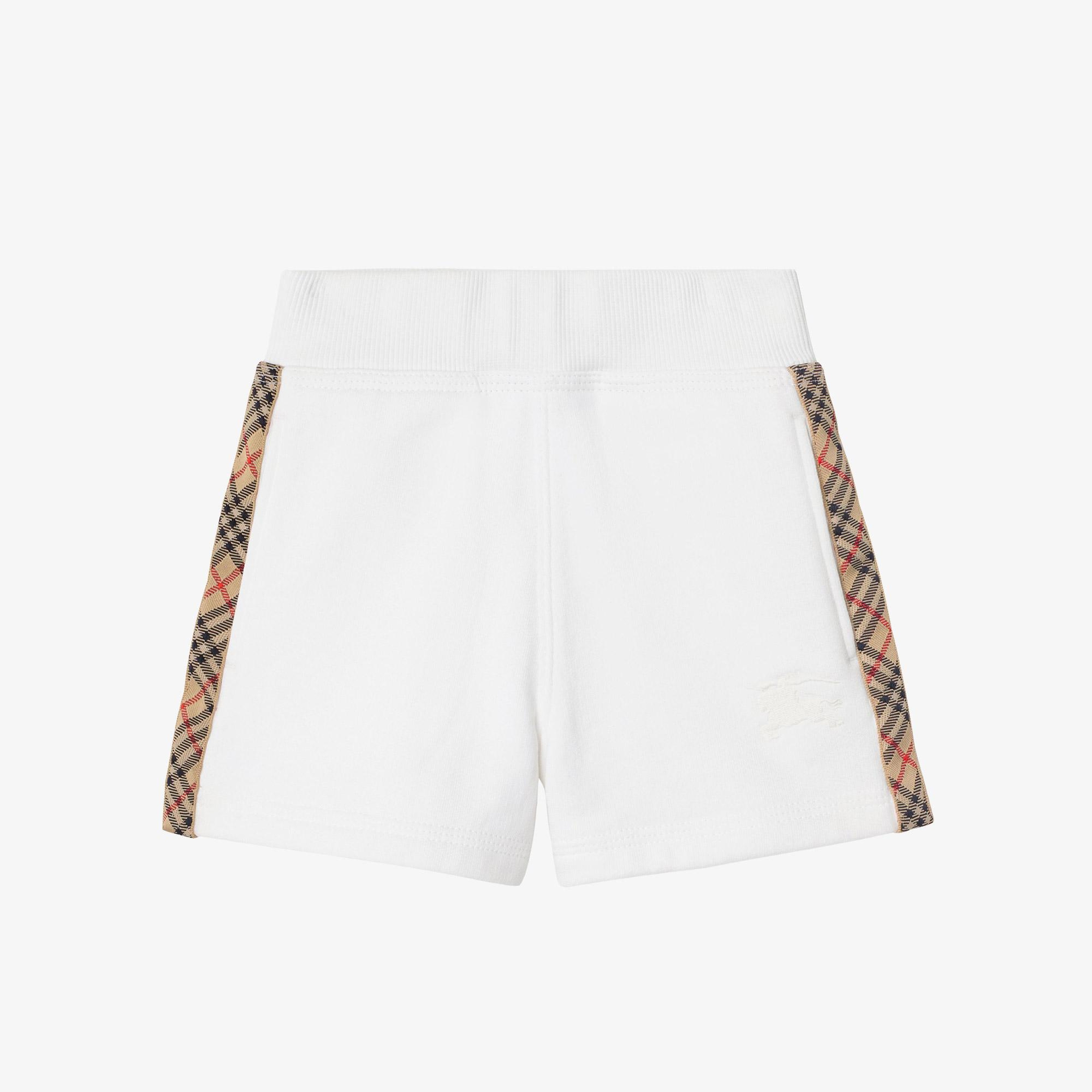 Burberry Caterina Check Trim Cotton Çocuk Beyaz Şort