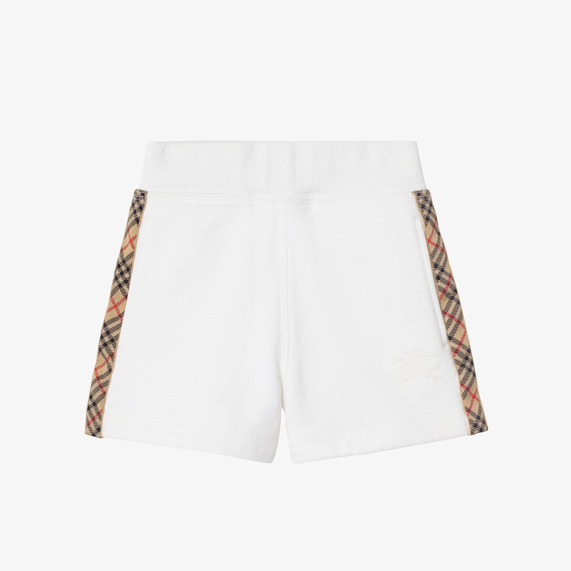 Burberry Caterina Check Trim Cotton Çocuk Beyaz Şort