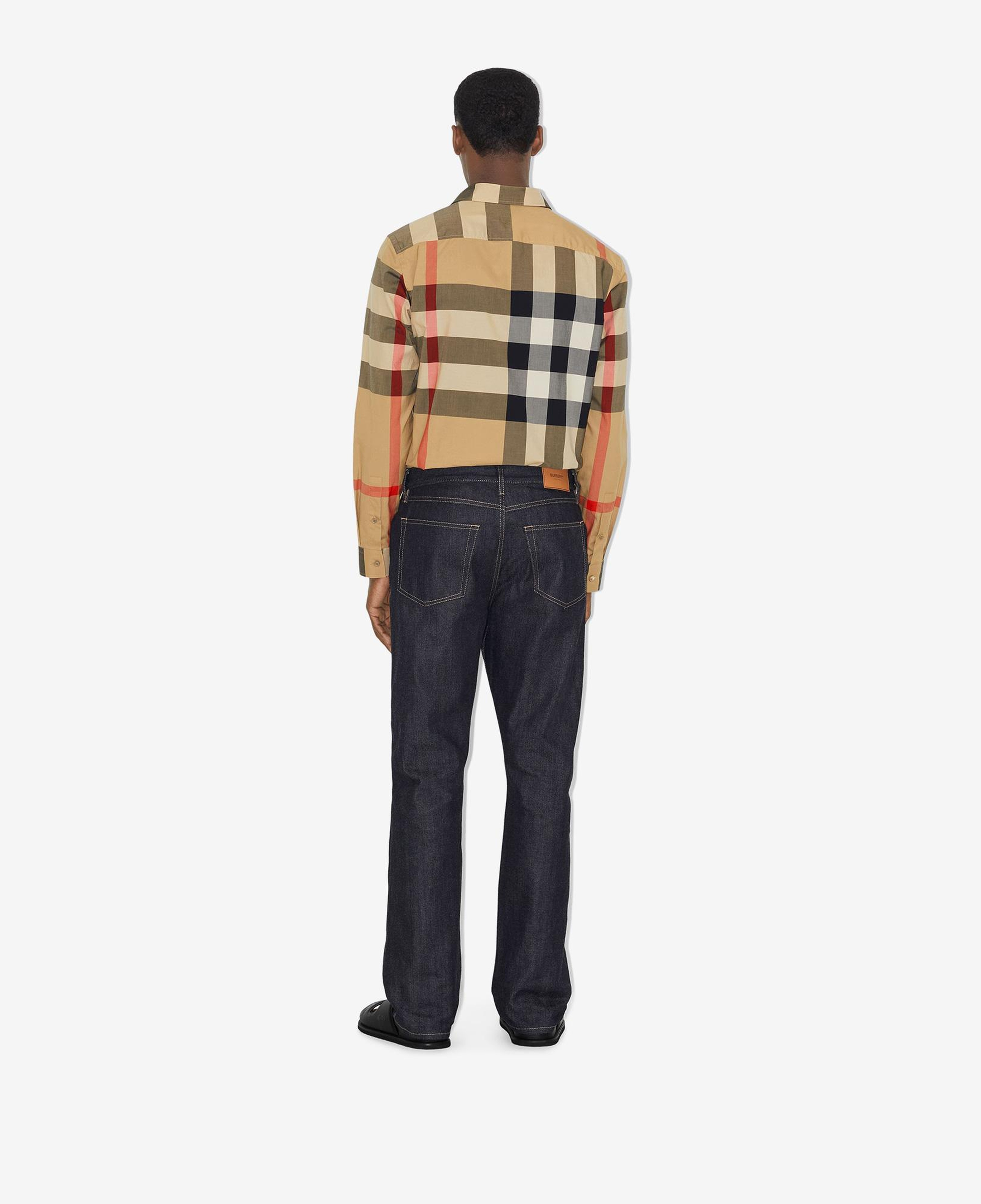 Burberry Check Pamuklu Erkek Bej Gömlek