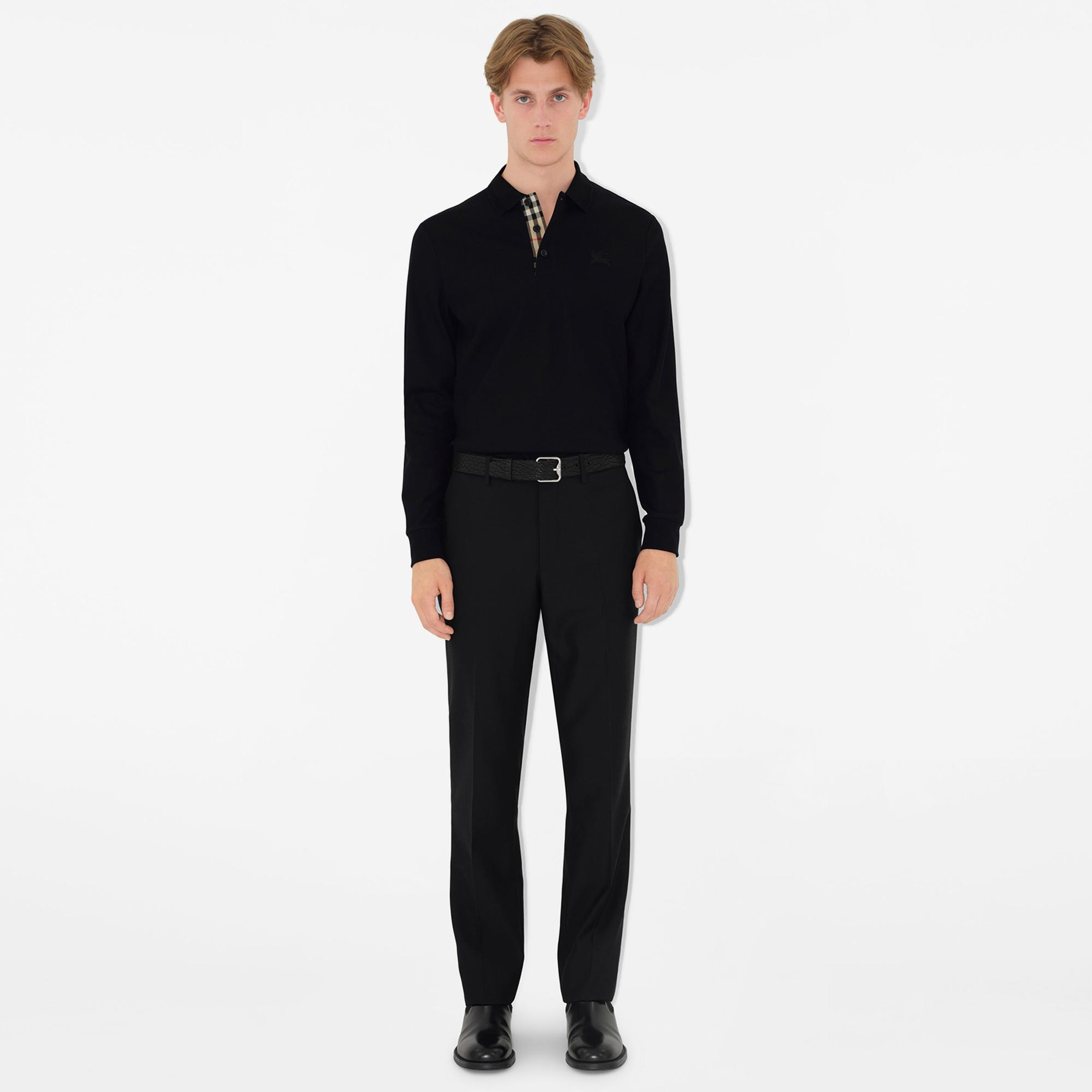 Burberry Long-sleeve Pamuklu Erkek Siyah Polo