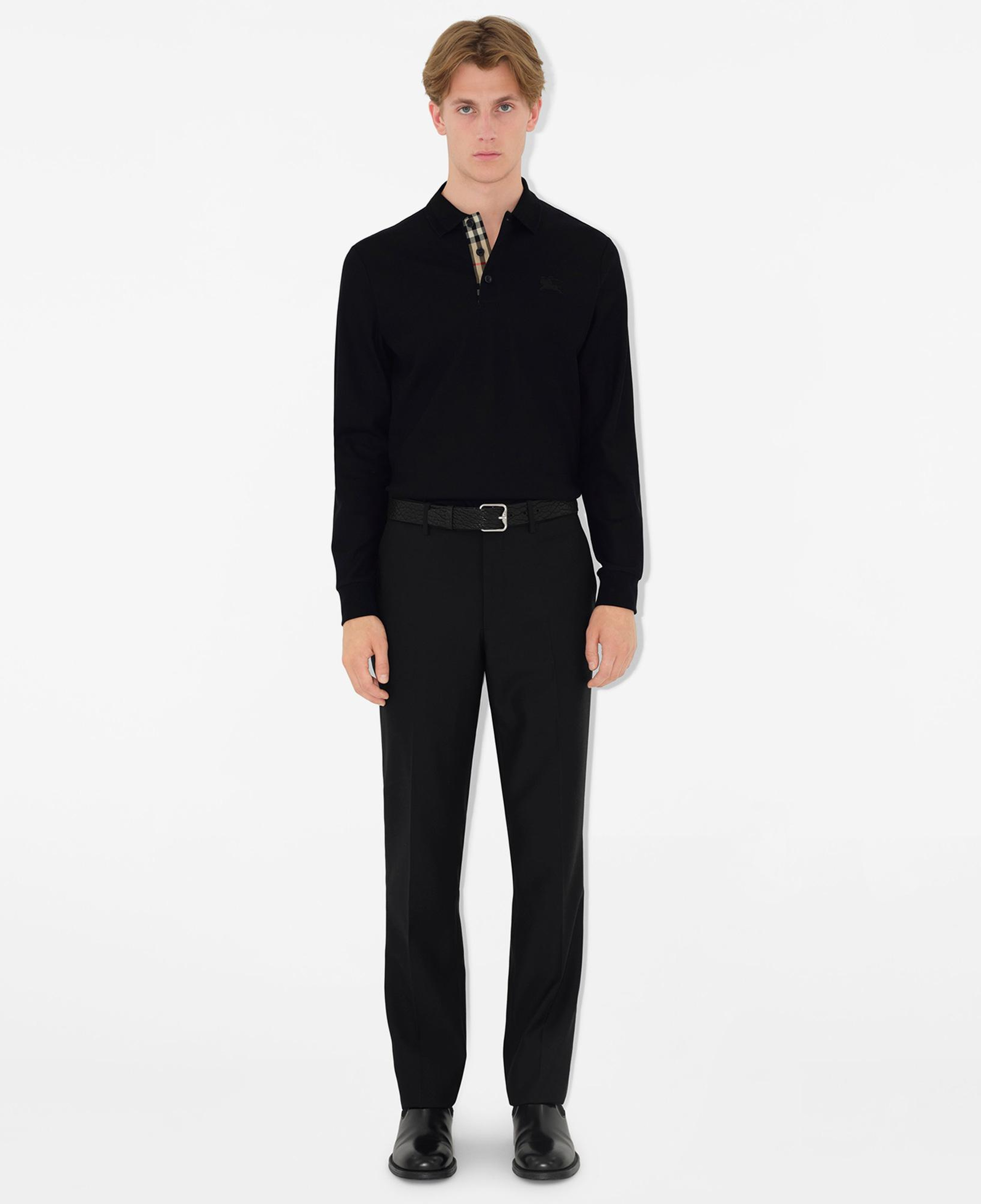 Burberry Long-sleeve Pamuklu Erkek Siyah Polo