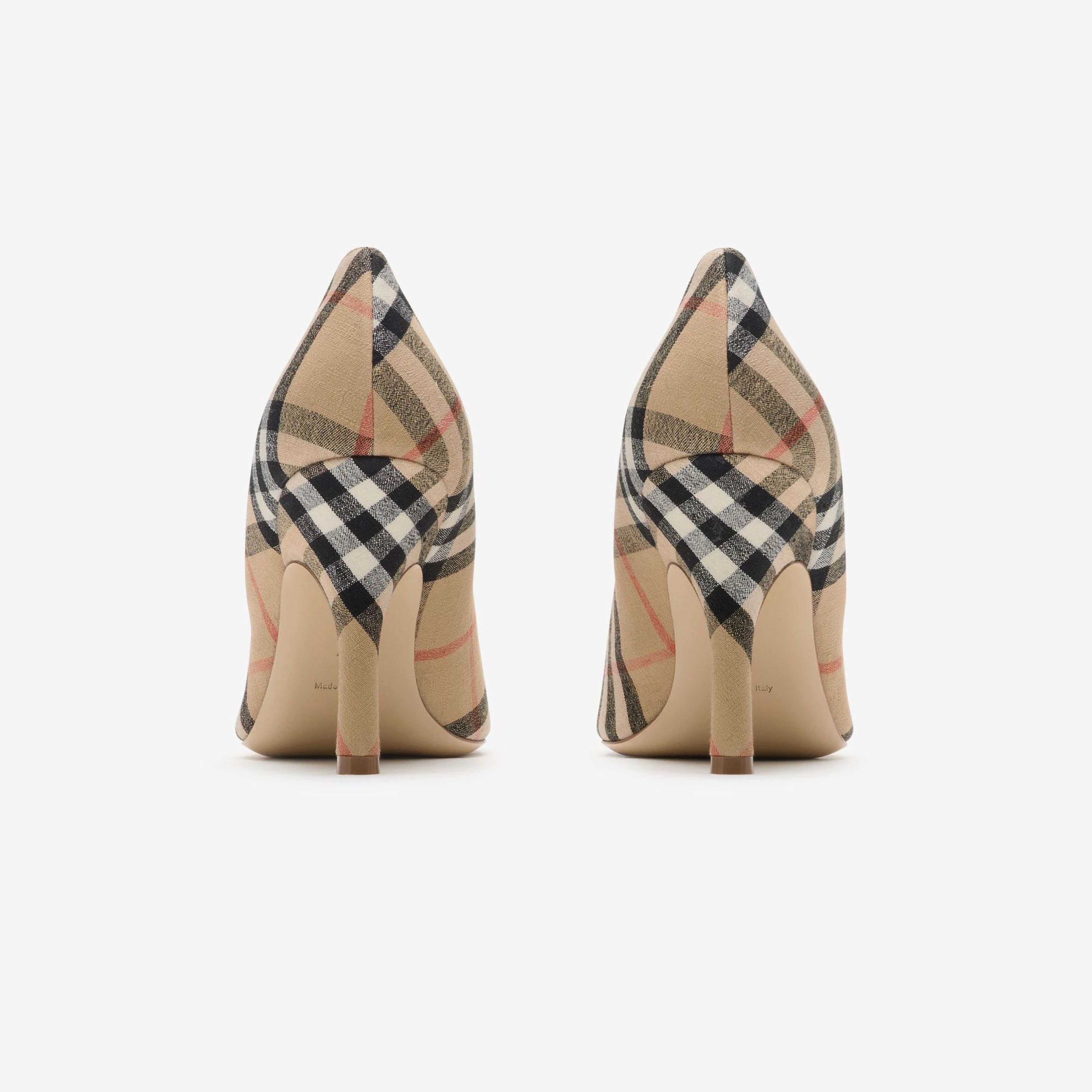 Burberry Dame Pump 90 Check Kadın Bej Topuklu Ayakkabı