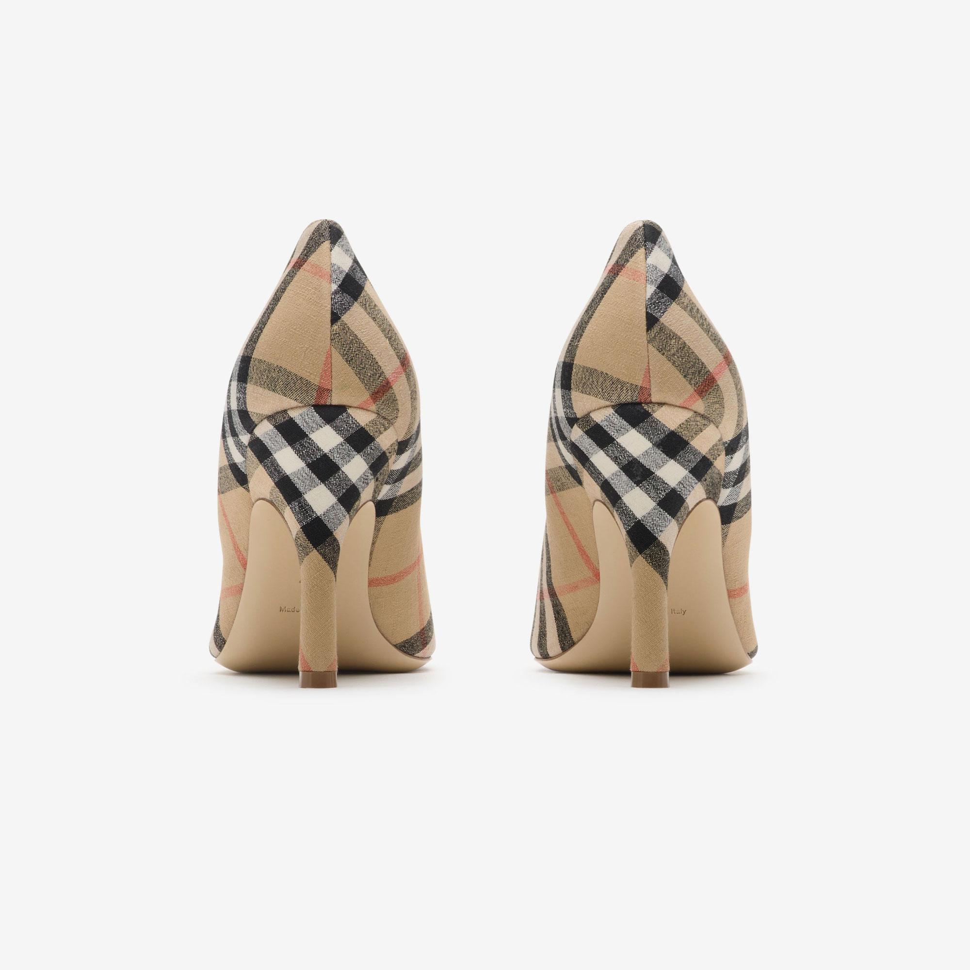 Burberry Dame Pump 90 Check Kadın Bej Topuklu Ayakkabı