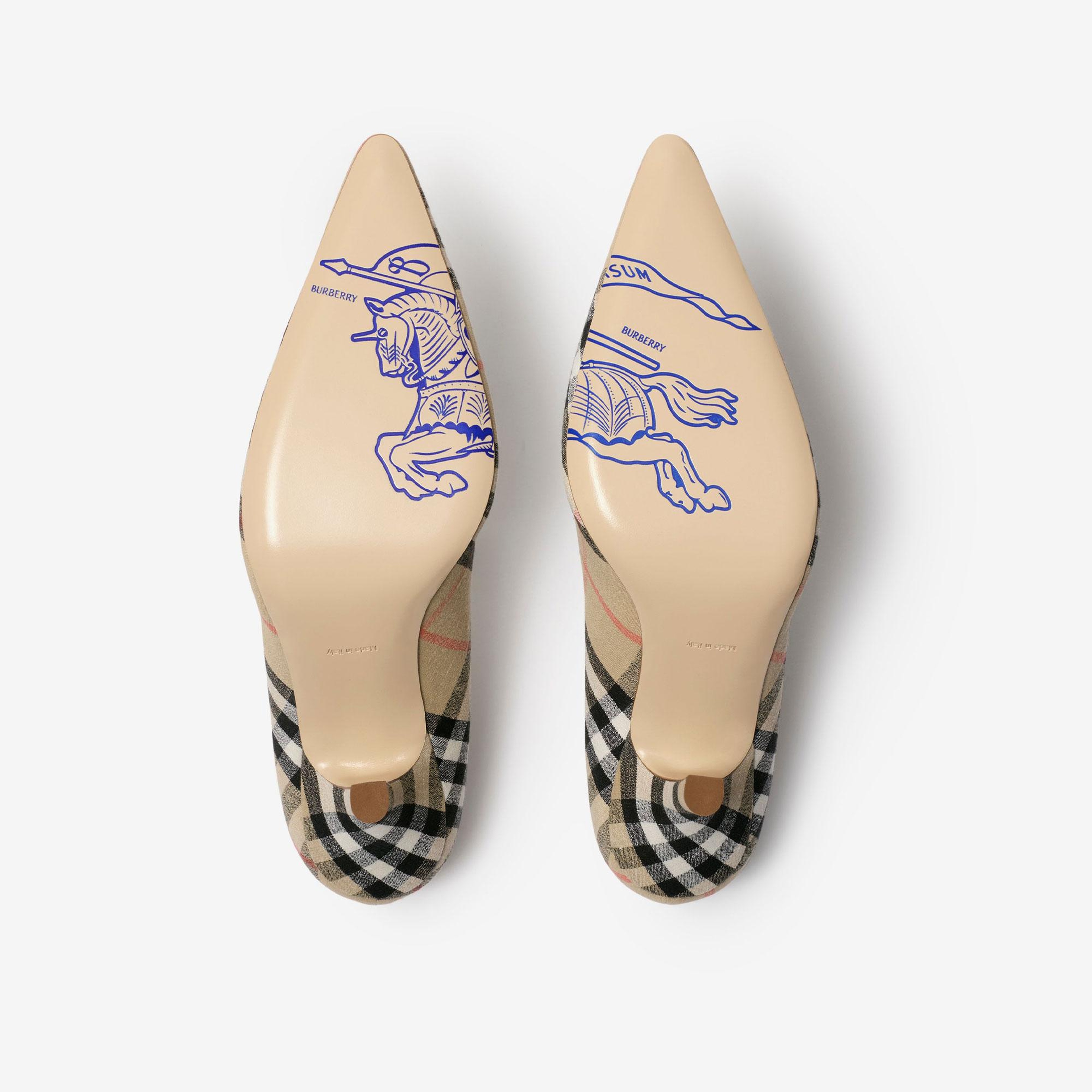 Burberry Dame Pump 90 Check Kadın Bej Topuklu Ayakkabı