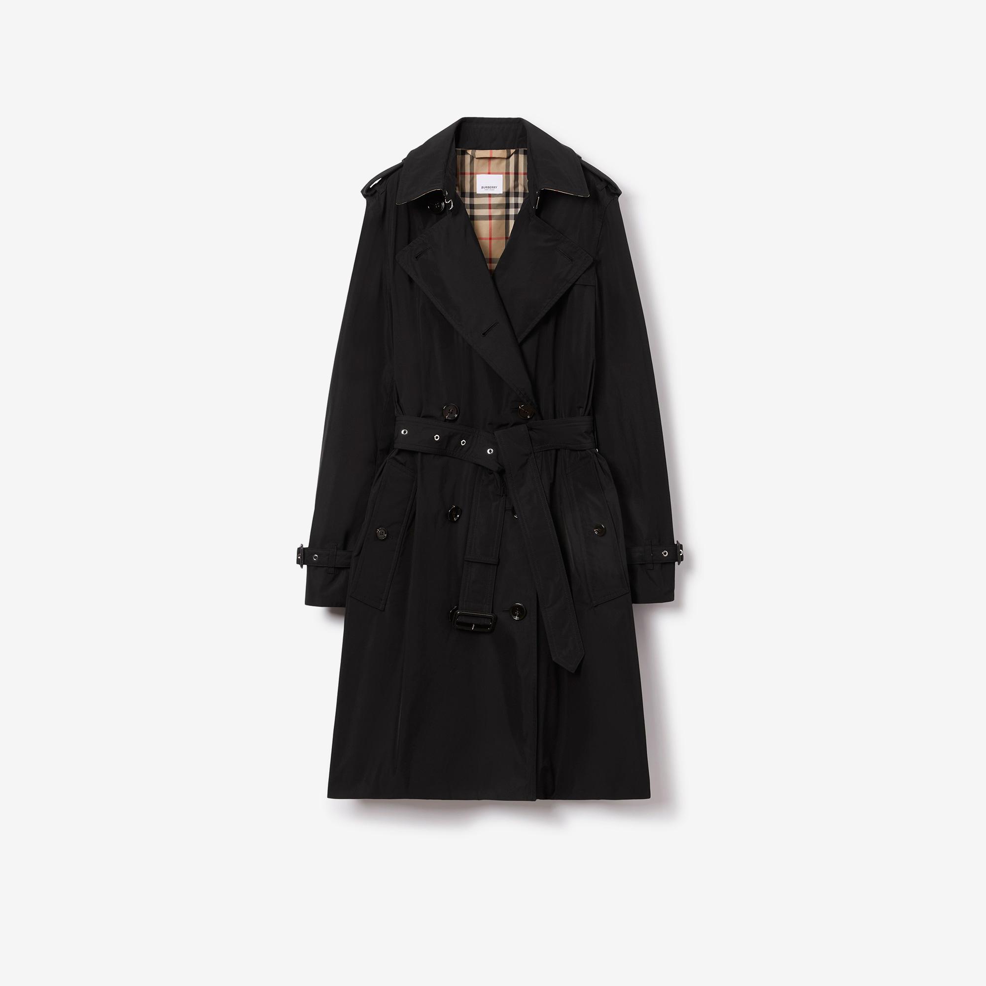 Burberry Mid-length Lightweight Kensington Kadın Siyah Trençkot