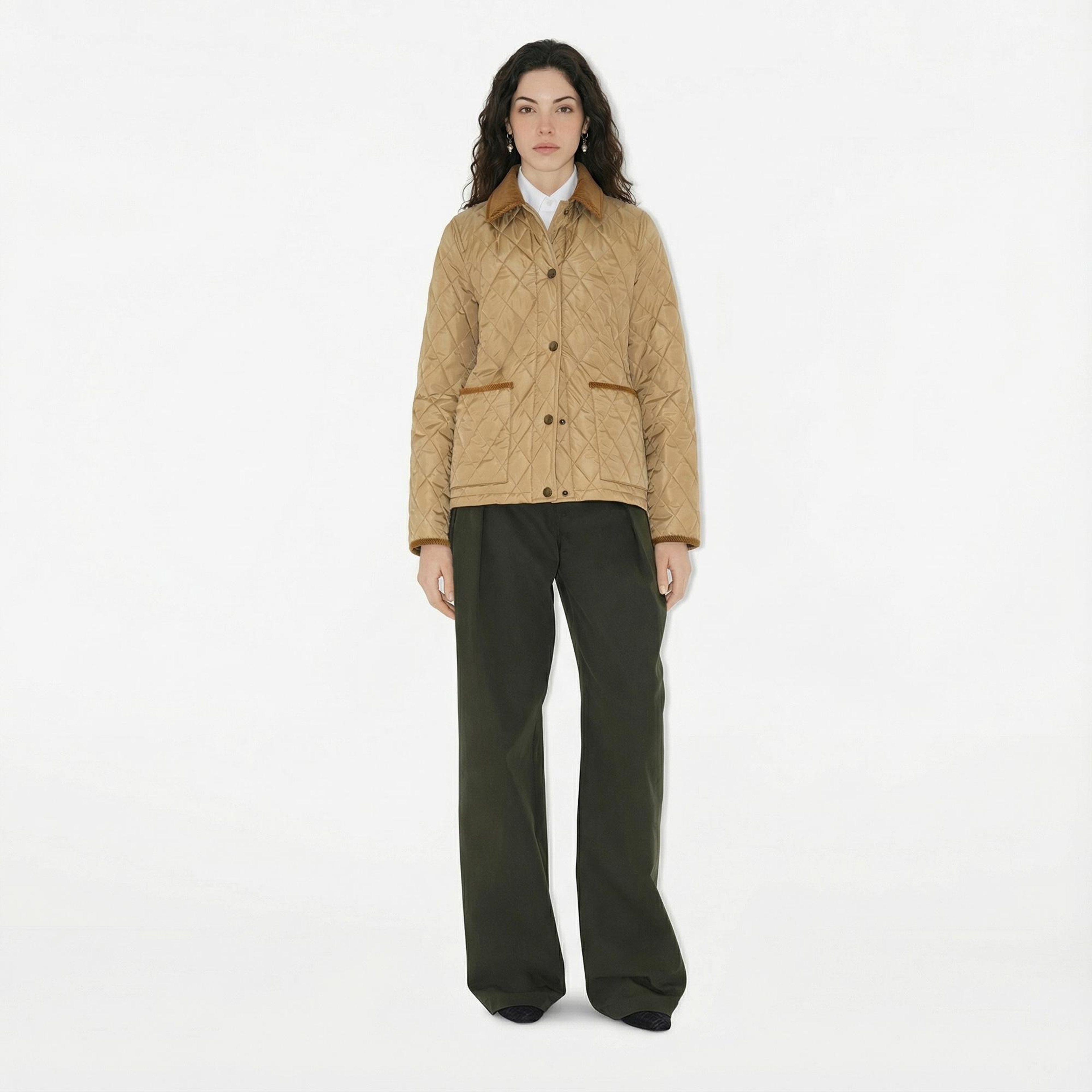 Burberry Dorset Quilted Nylon Kadın Bej Mont