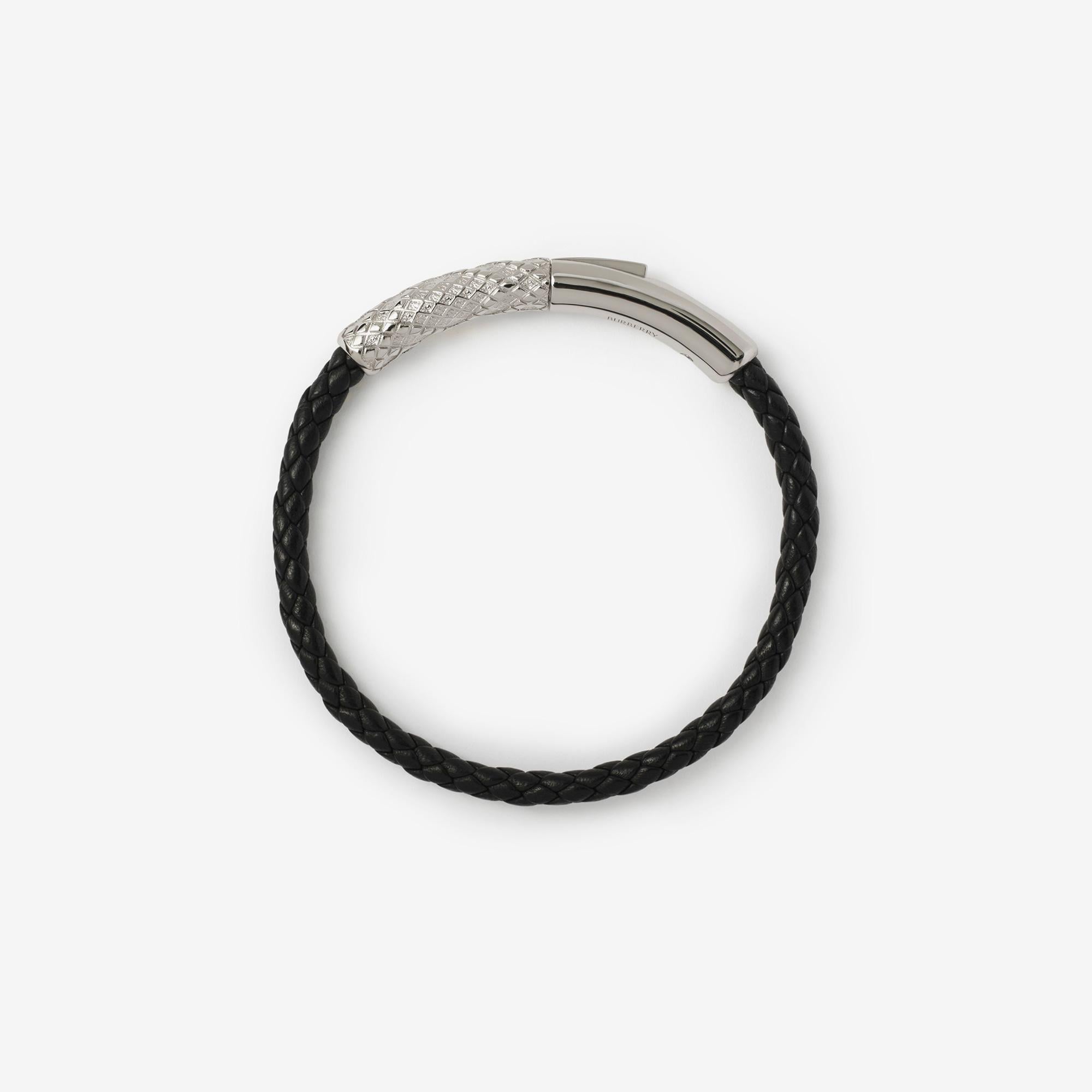 Burberry Bracelet Leather Erkek Gümüş Bileklik