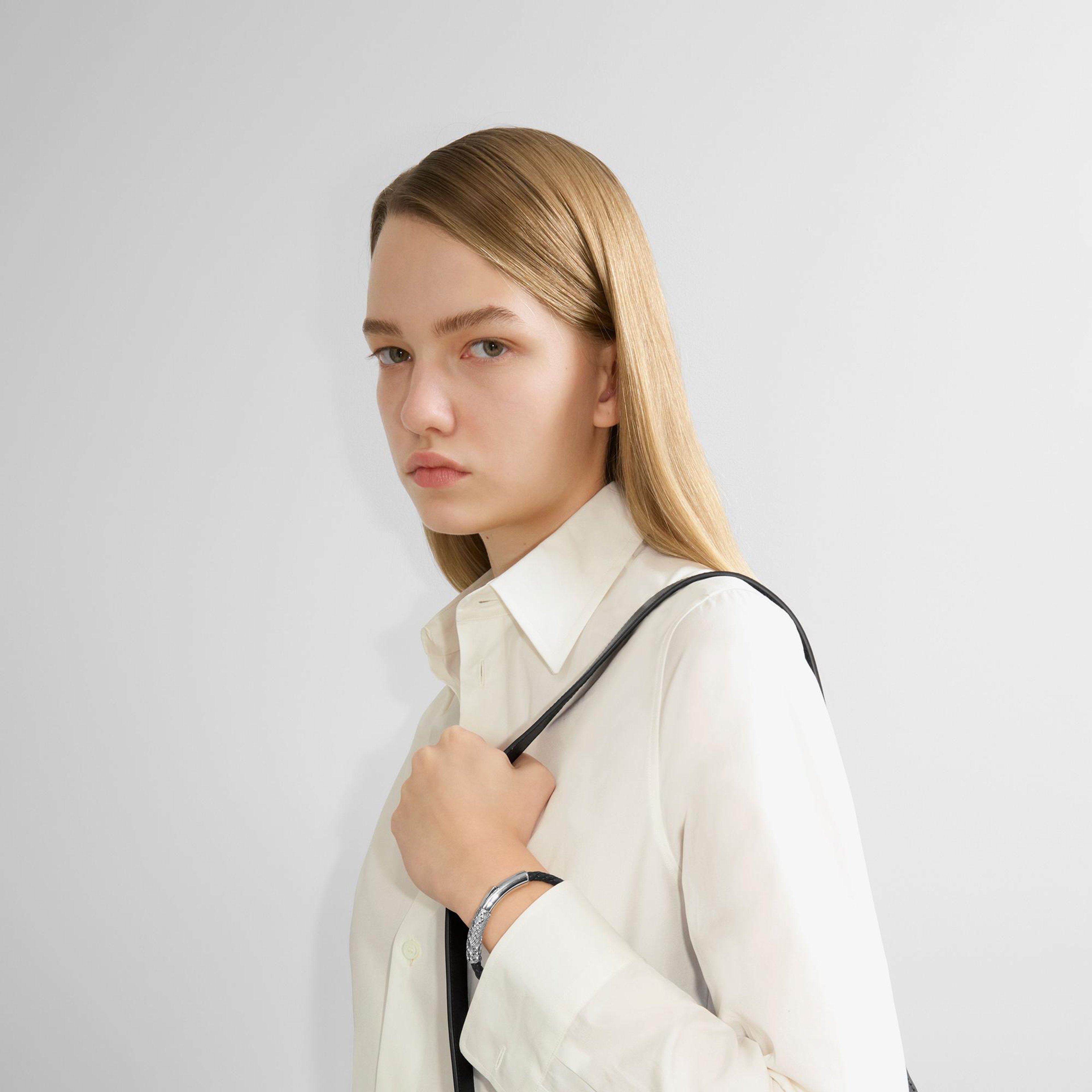 Burberry Bracelet Leather Erkek Gümüş Bileklik