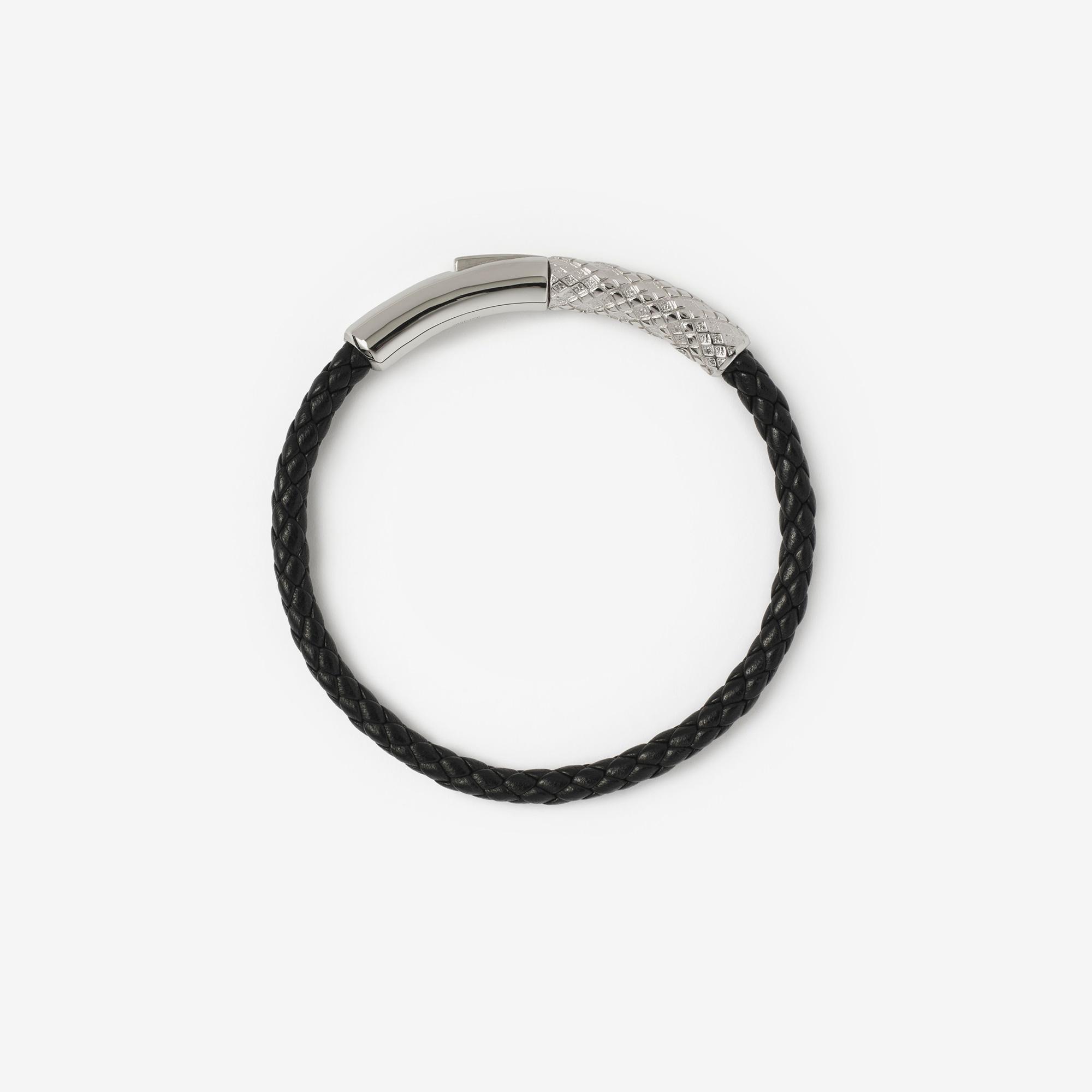 Burberry Bracelet Leather Erkek Gümüş Bileklik