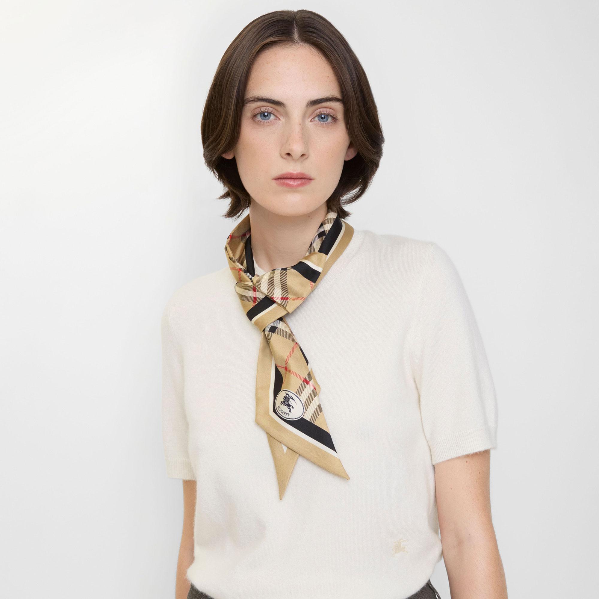 Burberry Check Border Kadın Bej Eşarp