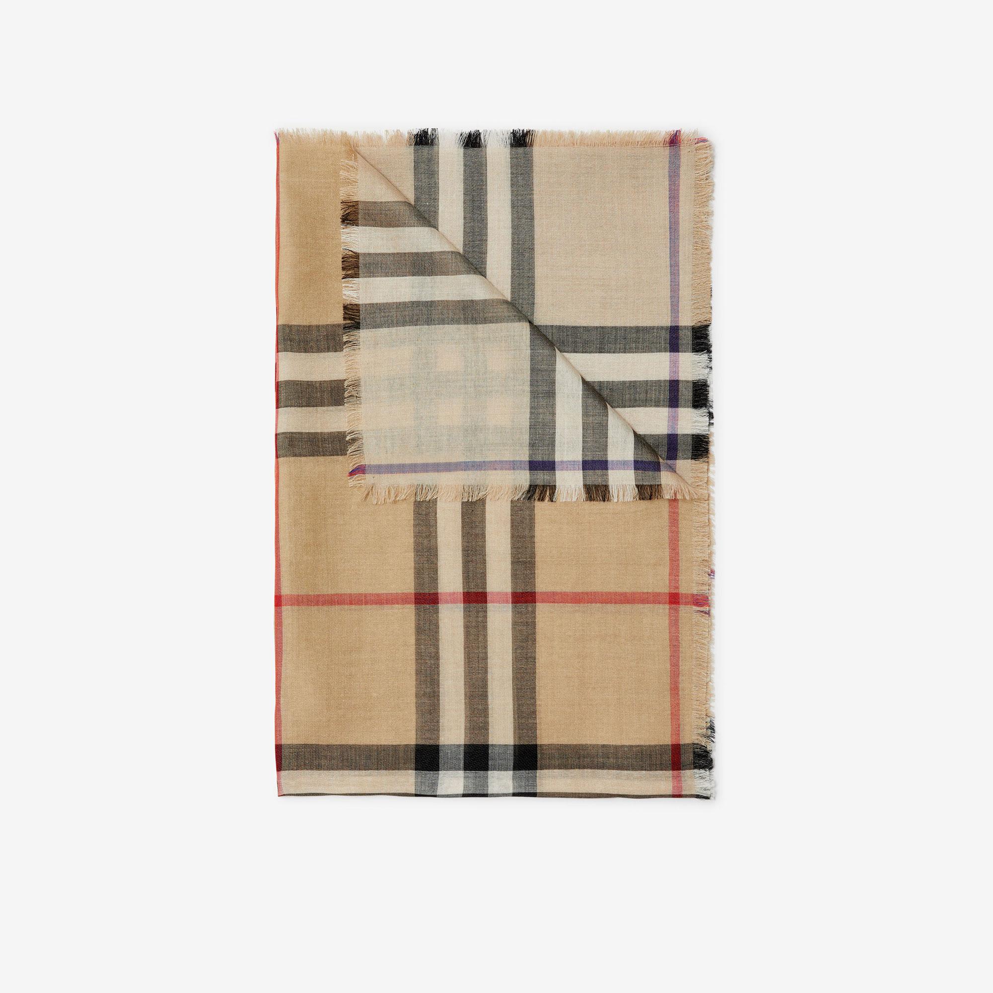 Burberry Gauz Reversible Wool Silk Kadın Bej Atkı