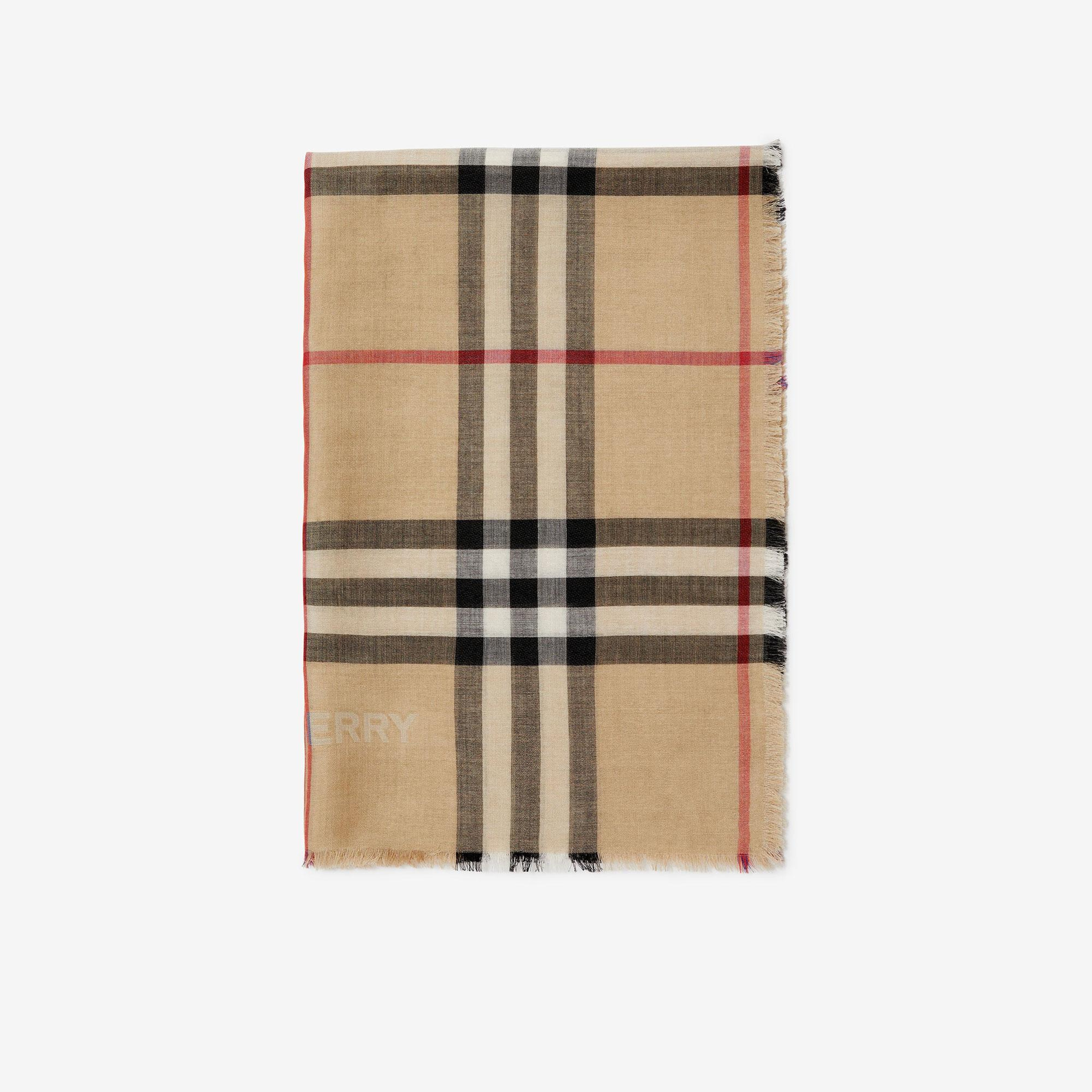 Burberry Gauz Reversible Wool Silk Kadın Bej Atkı