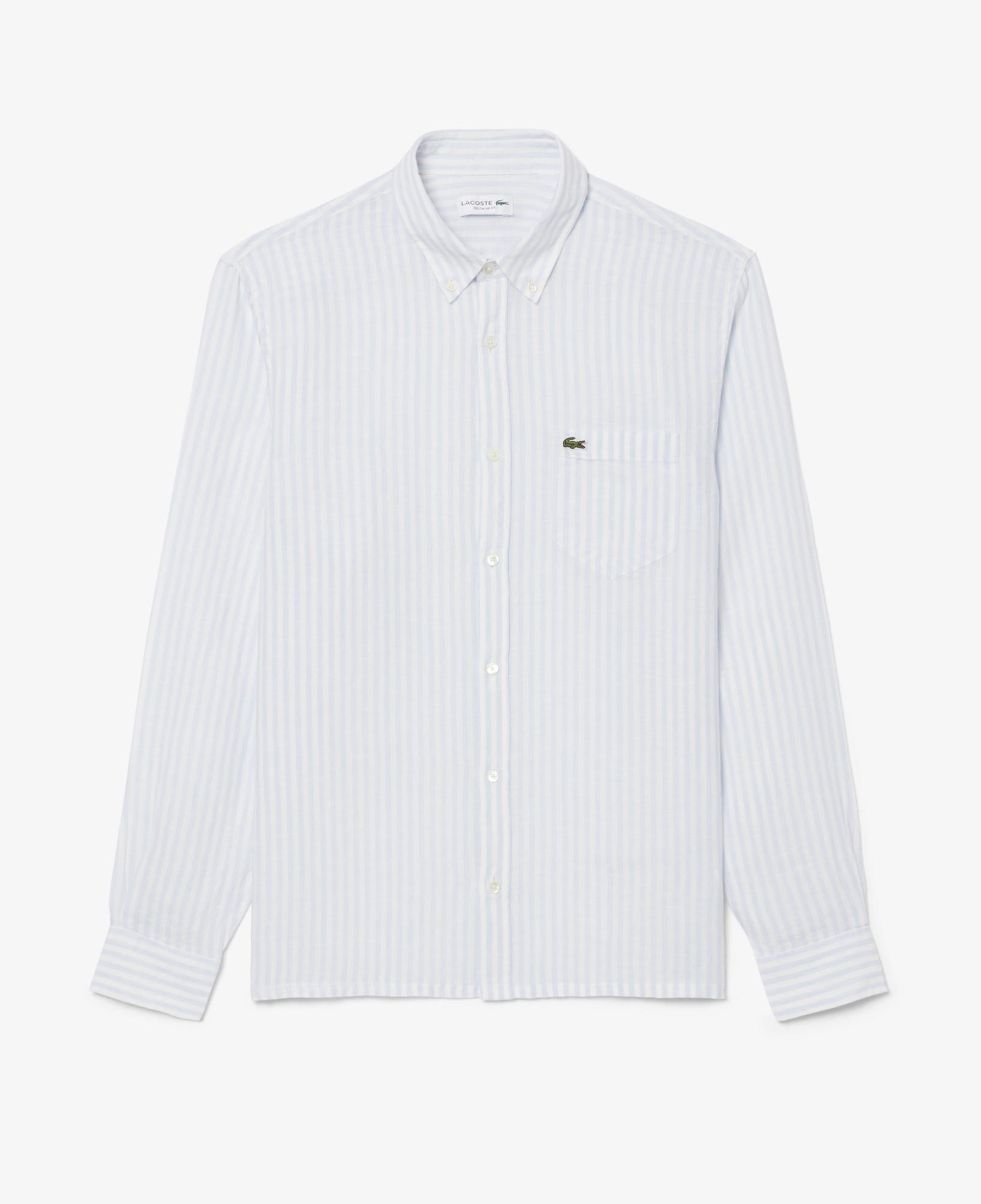 Lacoste Erkek Regular Fit Düğmeli Yaka Çizgili Mavi Gömlek