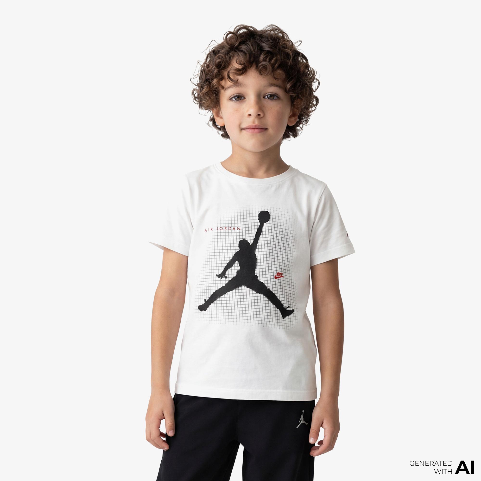 Jordan Jumpman Grid Blur Erkek Çocuk Beyaz T-Shirt
