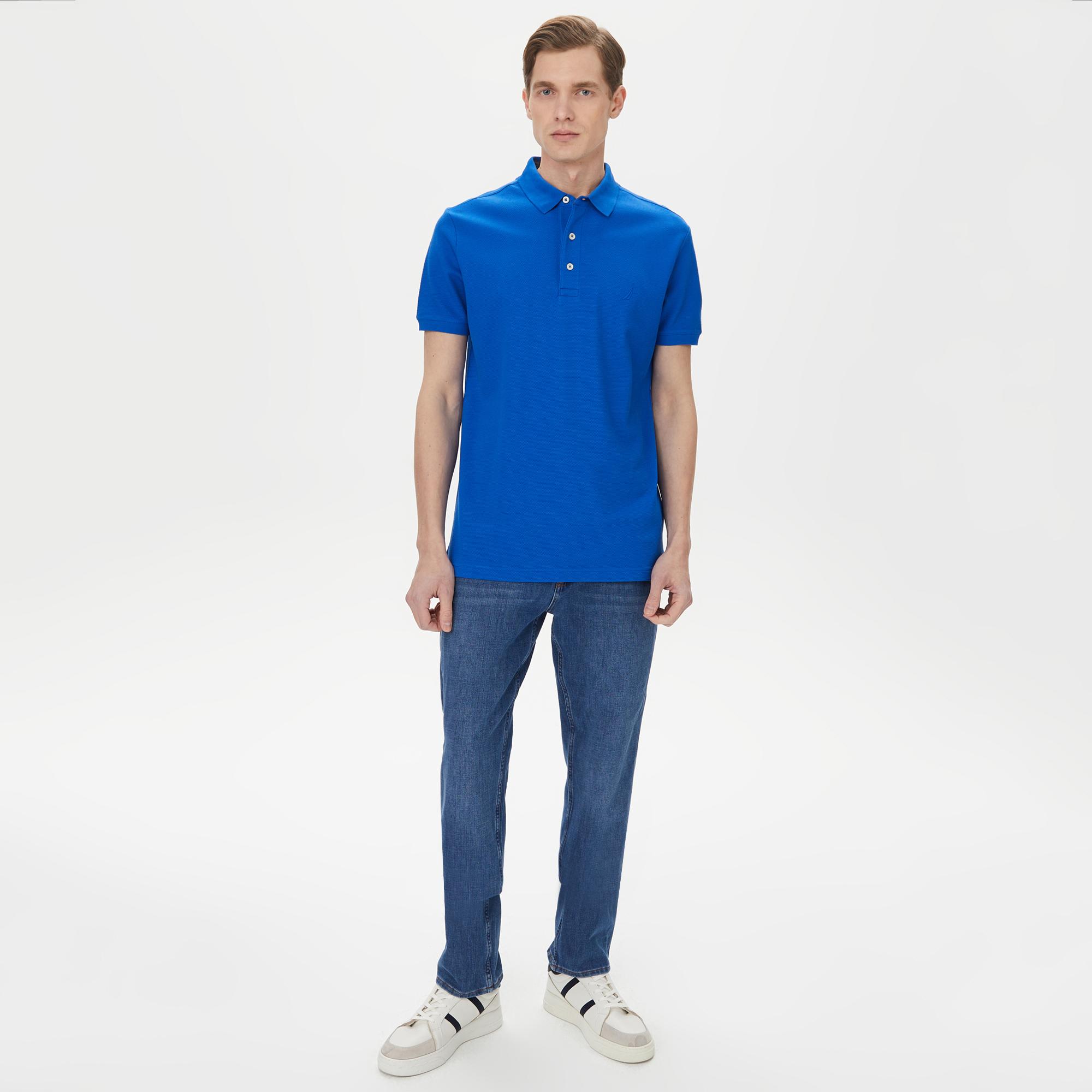 Nautica Erkek Mavi Slim Fit Kısa Kollu Polo Yaka T-Shirt