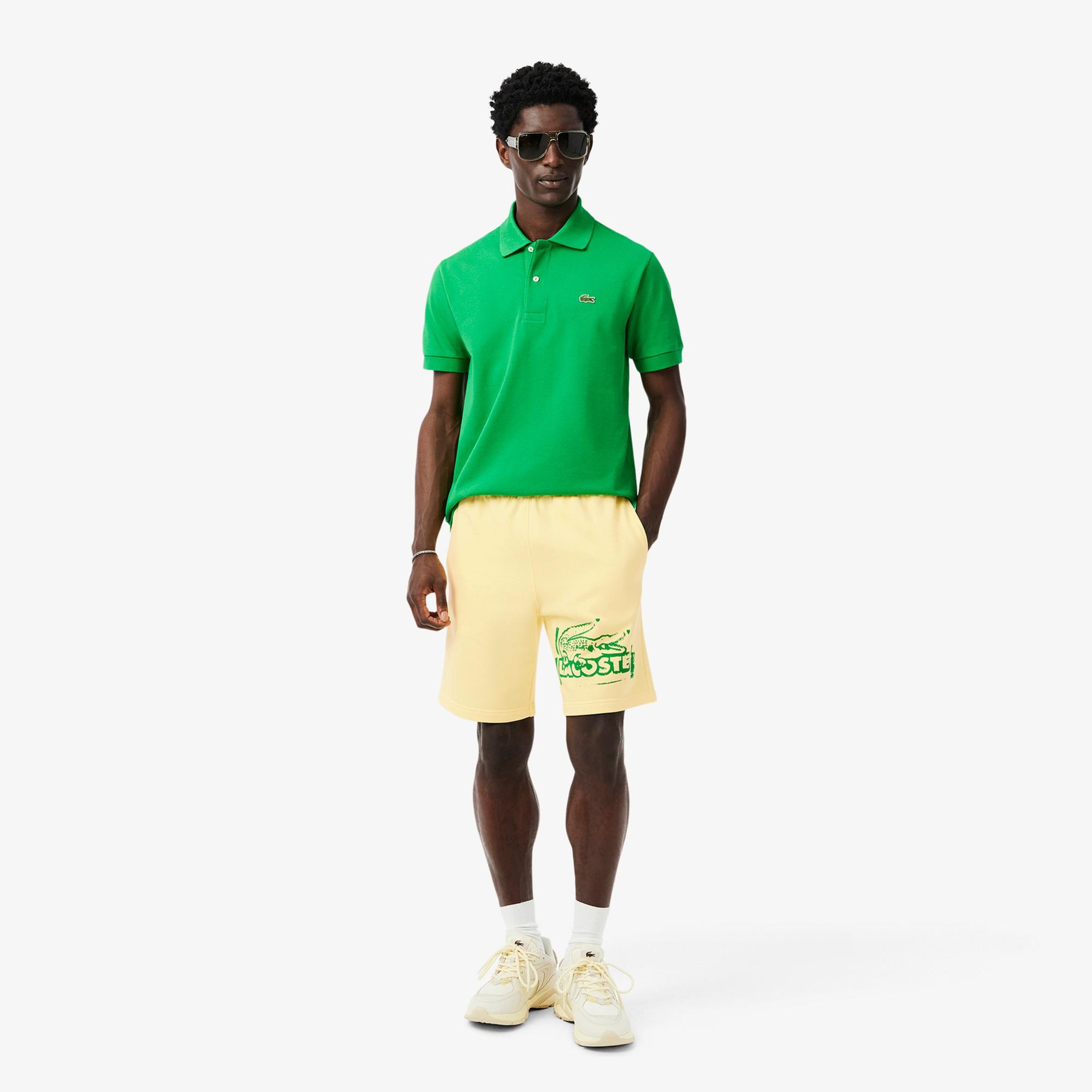 Lacoste Graphic Print Fleece Erkek Sarı Şort