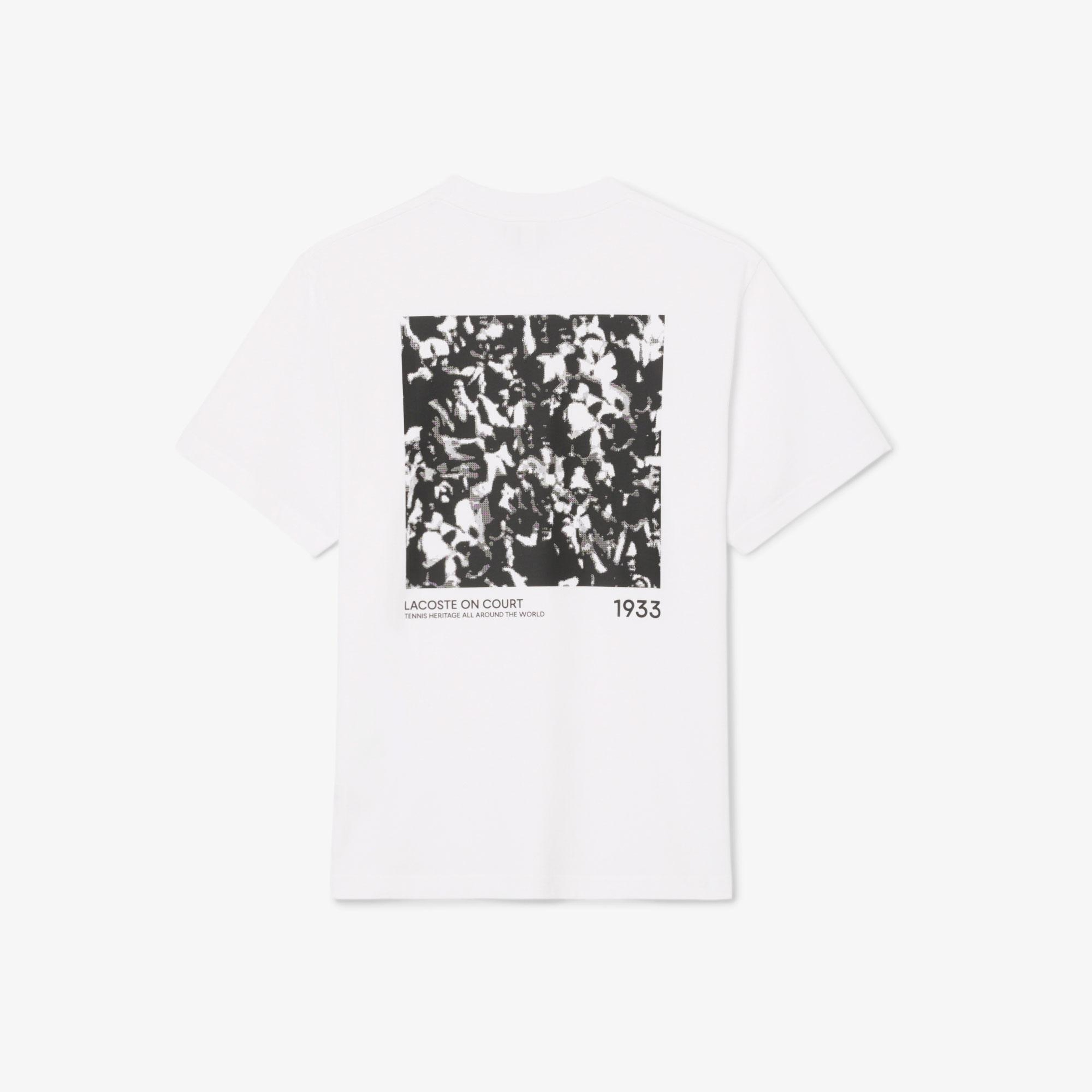 Lacoste Print Motif Erkek Beyaz T-Shirt