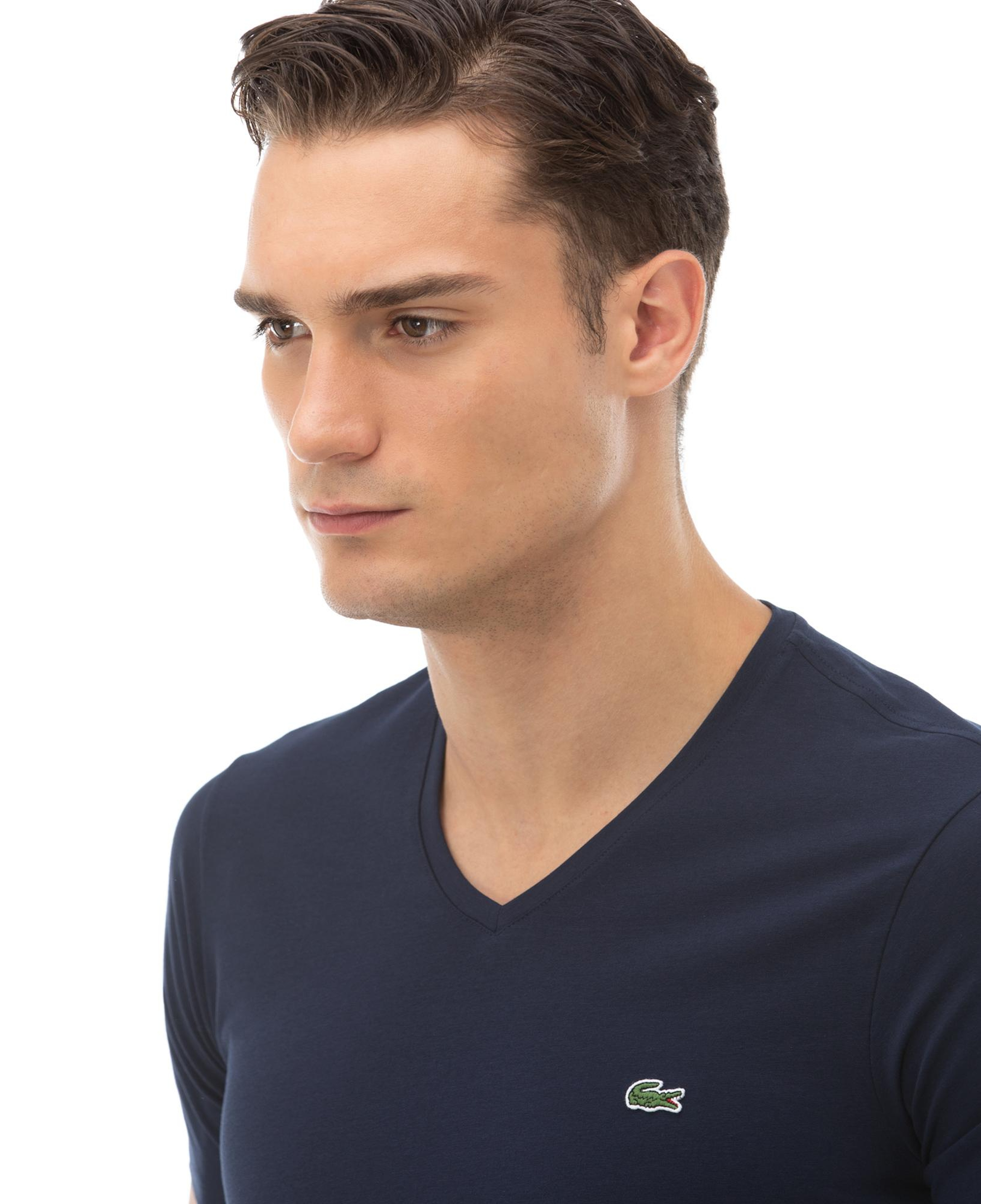 Lacoste Erkek Slim Fit V Yaka Lacivert T-Shirt